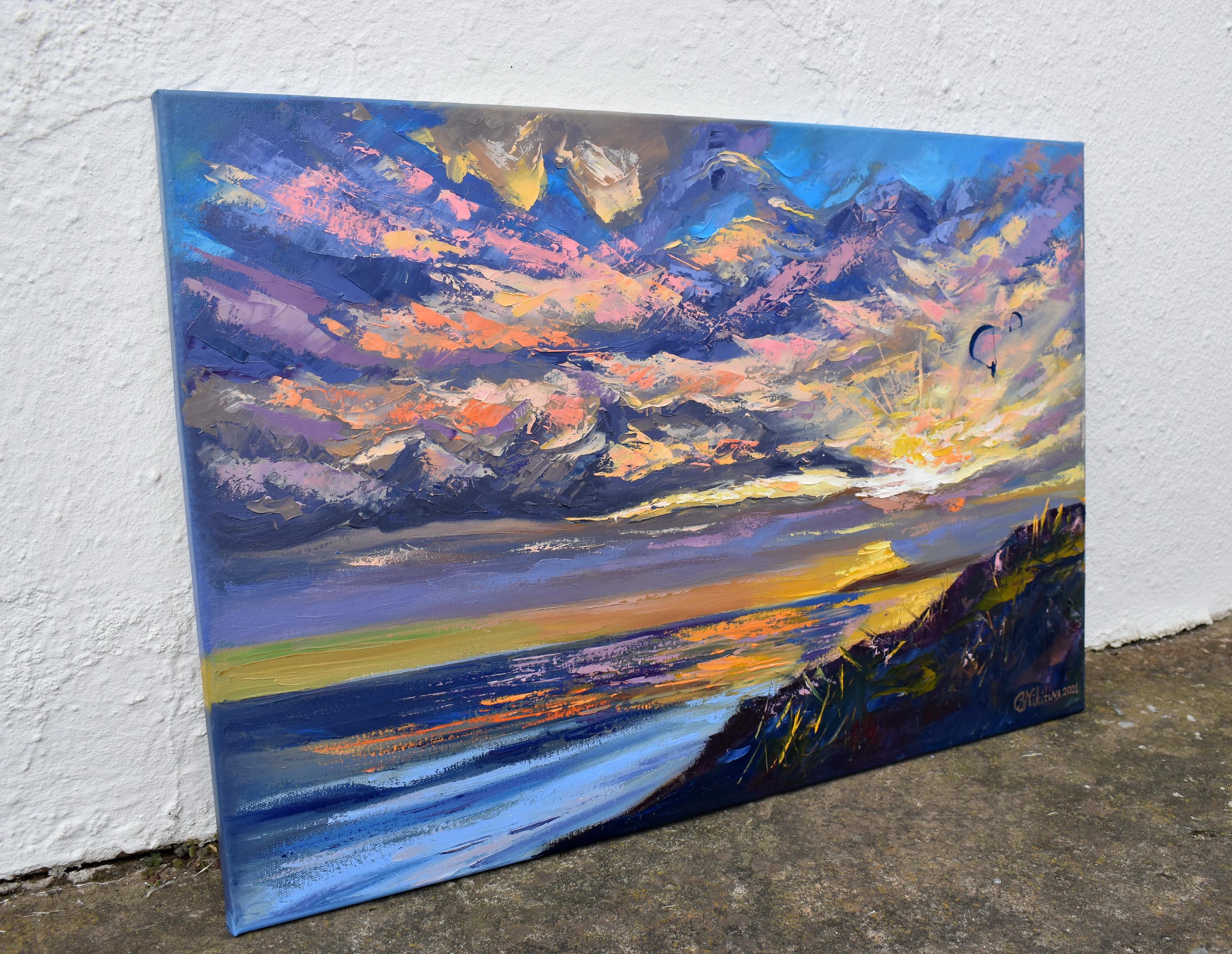 Coucher de soleil Paysage marin Peinture à l'huile Impasto Palette Couteau Art 8