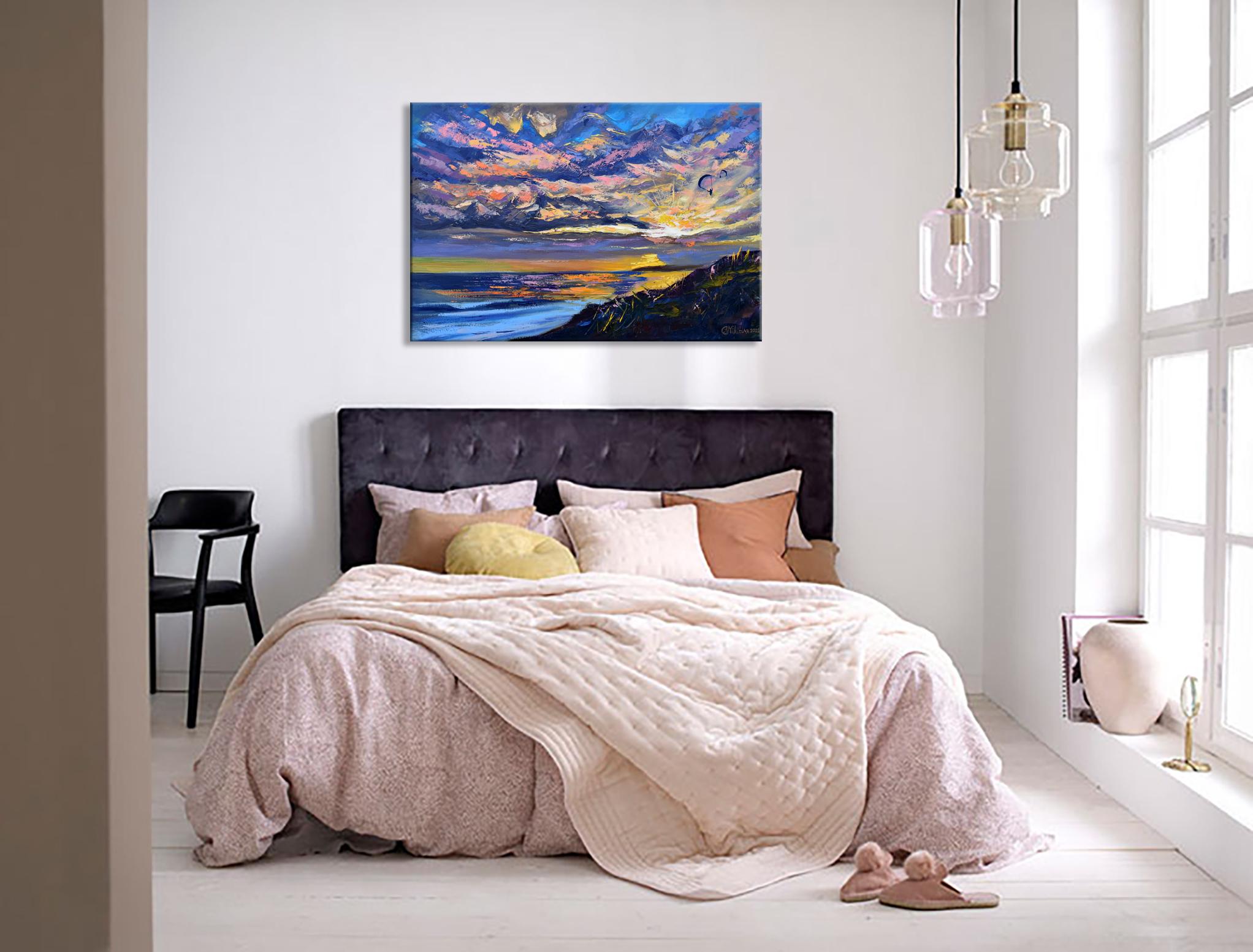 Coucher de soleil Paysage marin Peinture à l'huile Impasto Palette Couteau Art 10