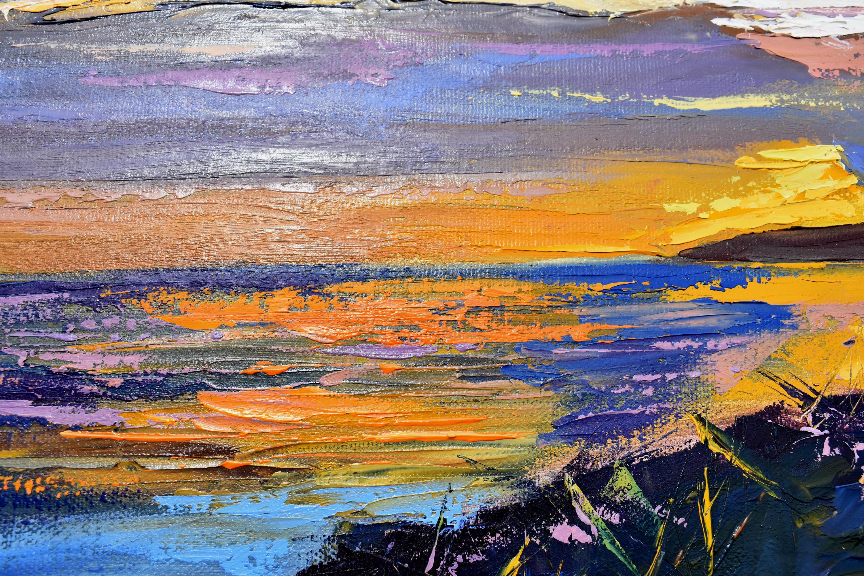Coucher de soleil Paysage marin Peinture à l'huile Impasto Palette Couteau Art 2