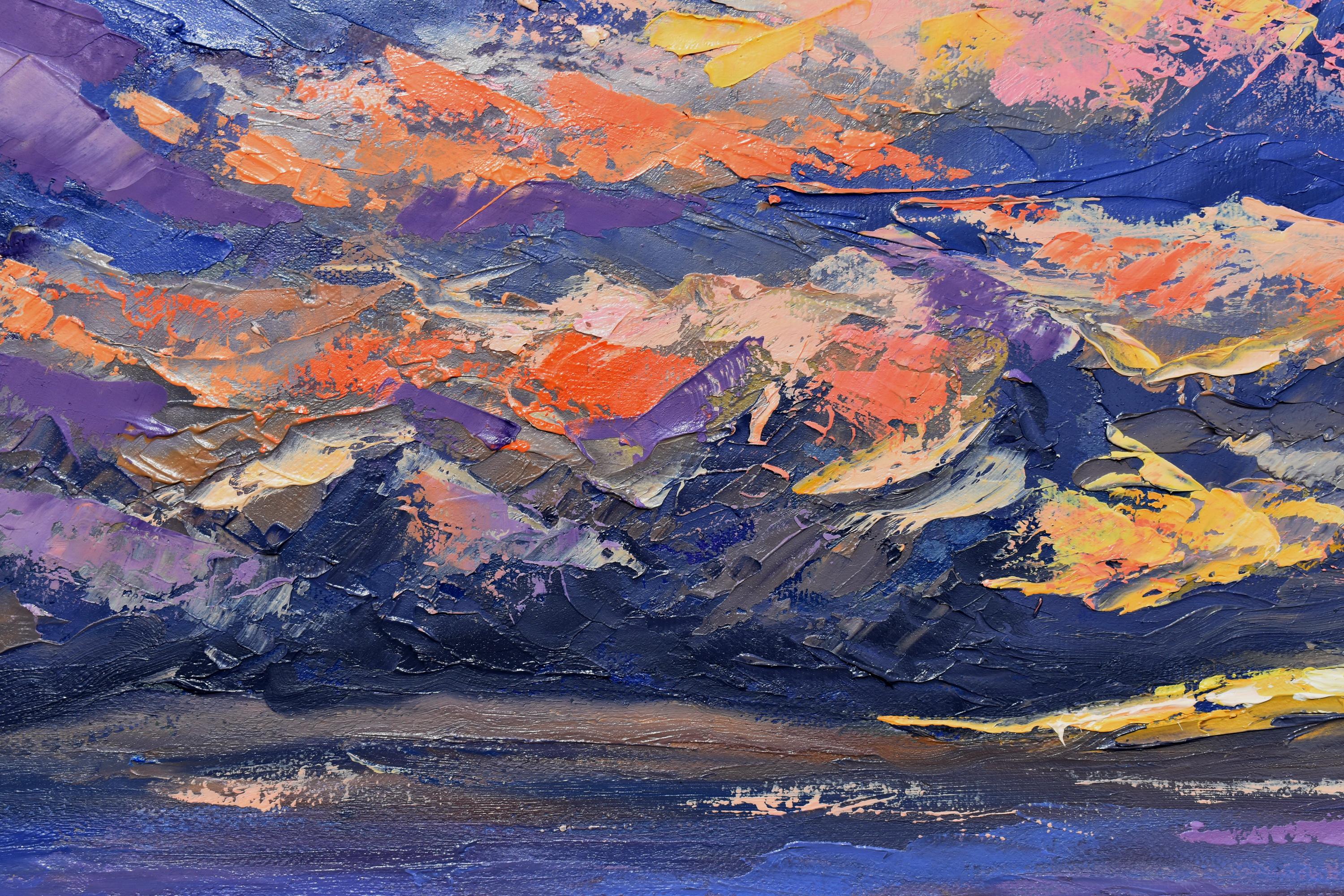 Coucher de soleil Paysage marin Peinture à l'huile Impasto Palette Couteau Art 4
