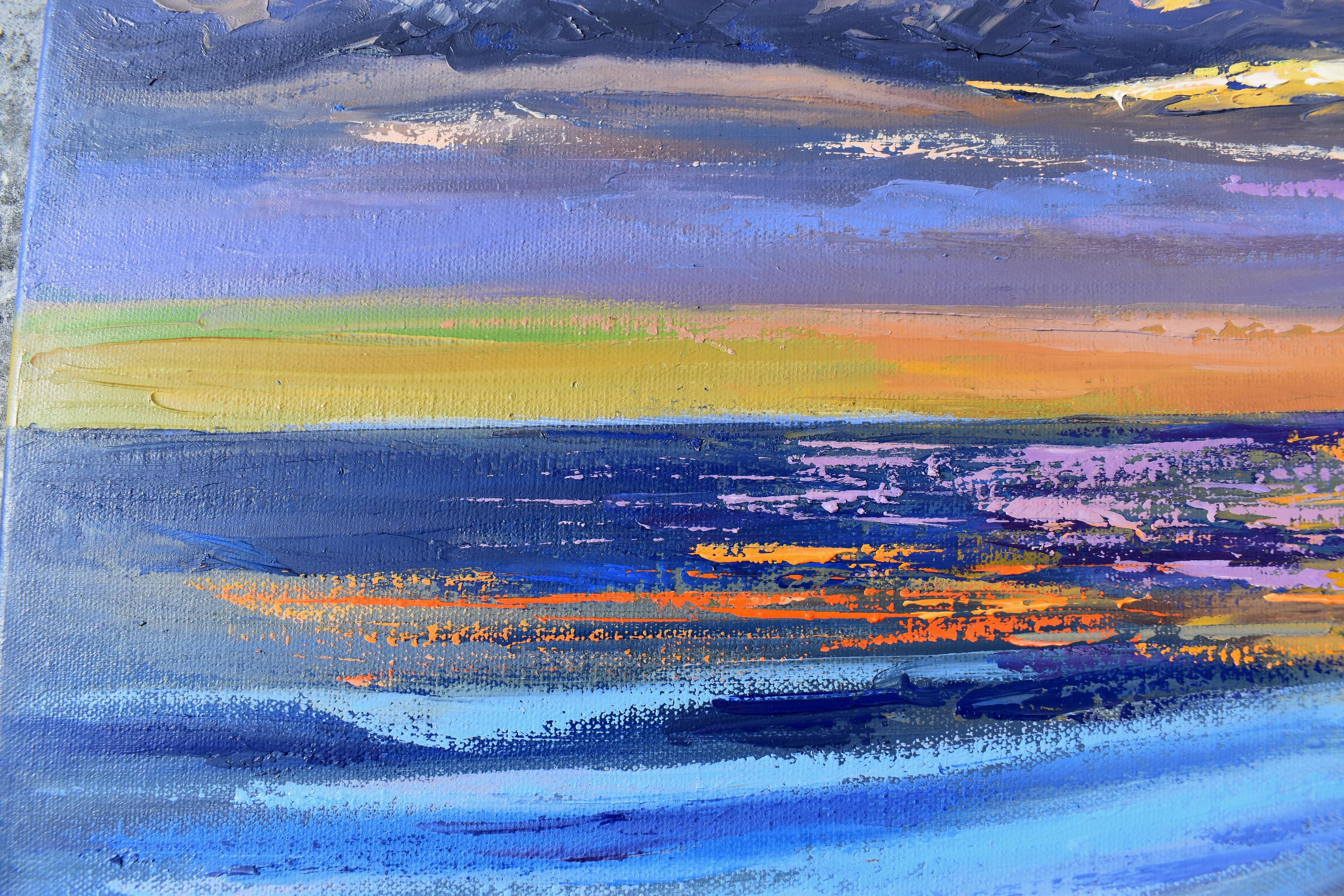 Coucher de soleil Paysage marin Peinture à l'huile Impasto Palette Couteau Art 5