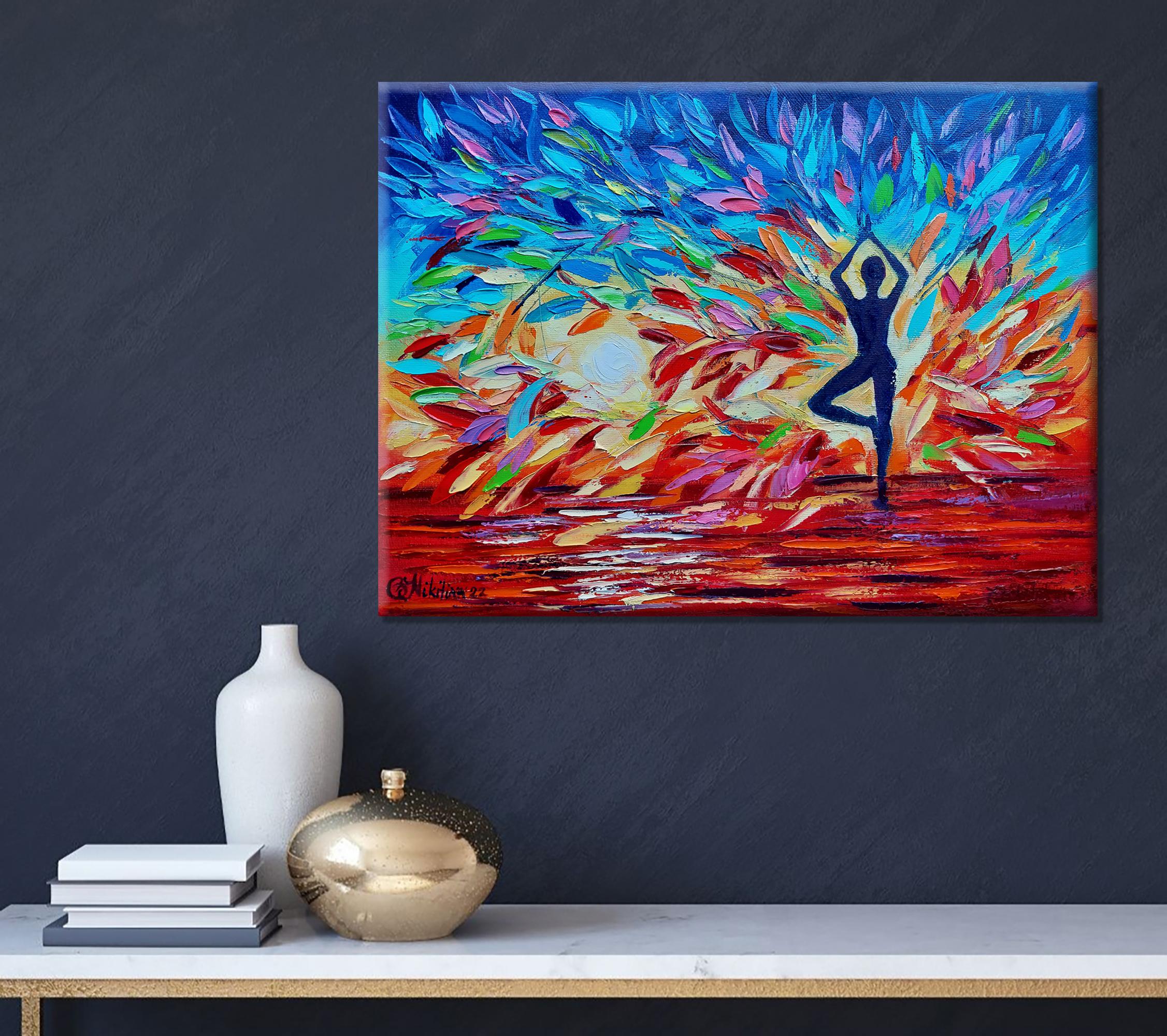 Gemälde, Yoga-Kunstwerk Reiki, „Baum des Lebens“, Originalkunst im Angebot 1