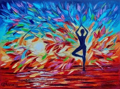 Gemälde, Yoga-Kunstwerk Reiki, „Baum des Lebens“, Originalkunst