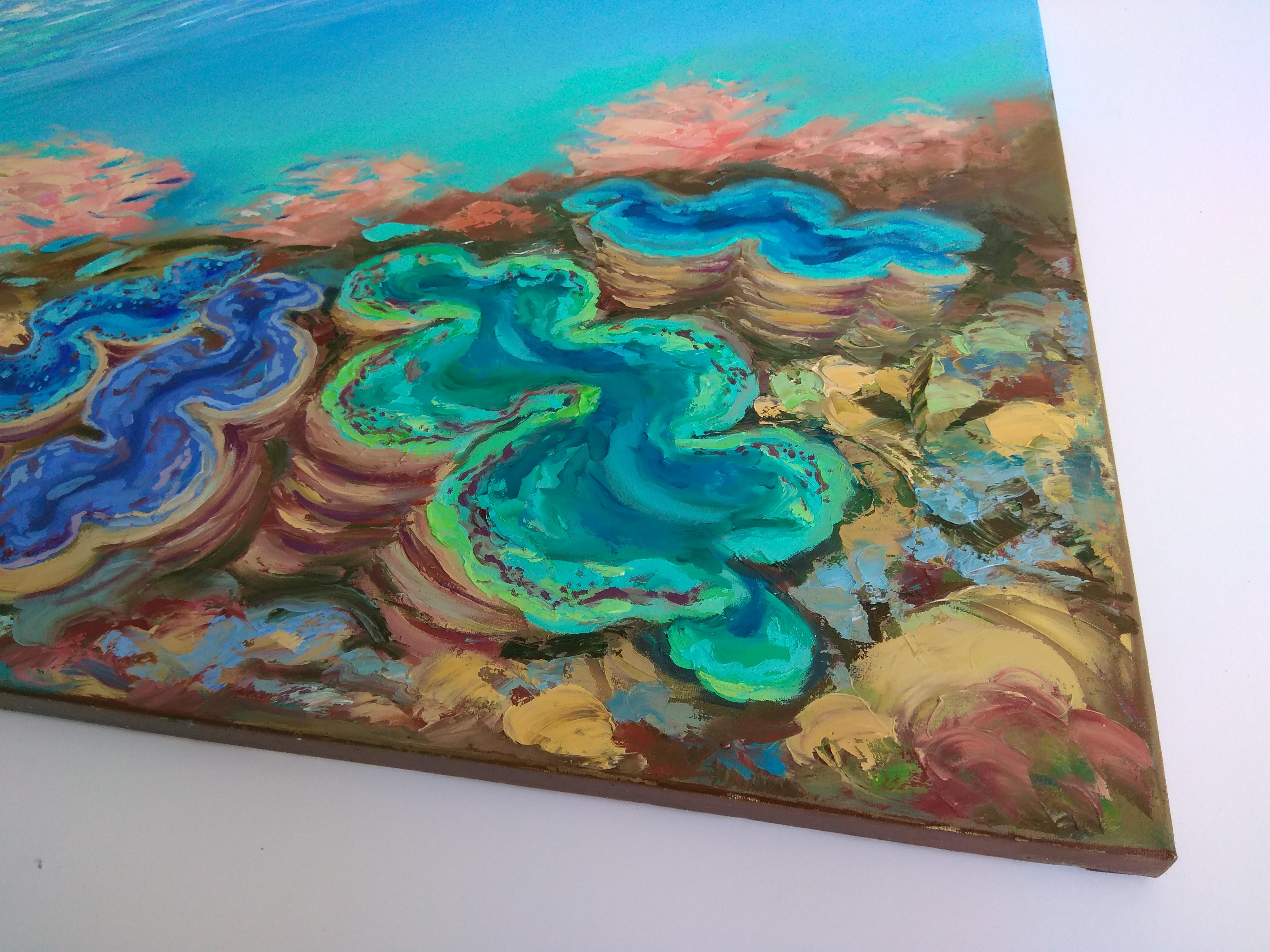 Tropische Korallenreef Unterwasser-Kunst Ozean  – Painting von Olga Nikitina