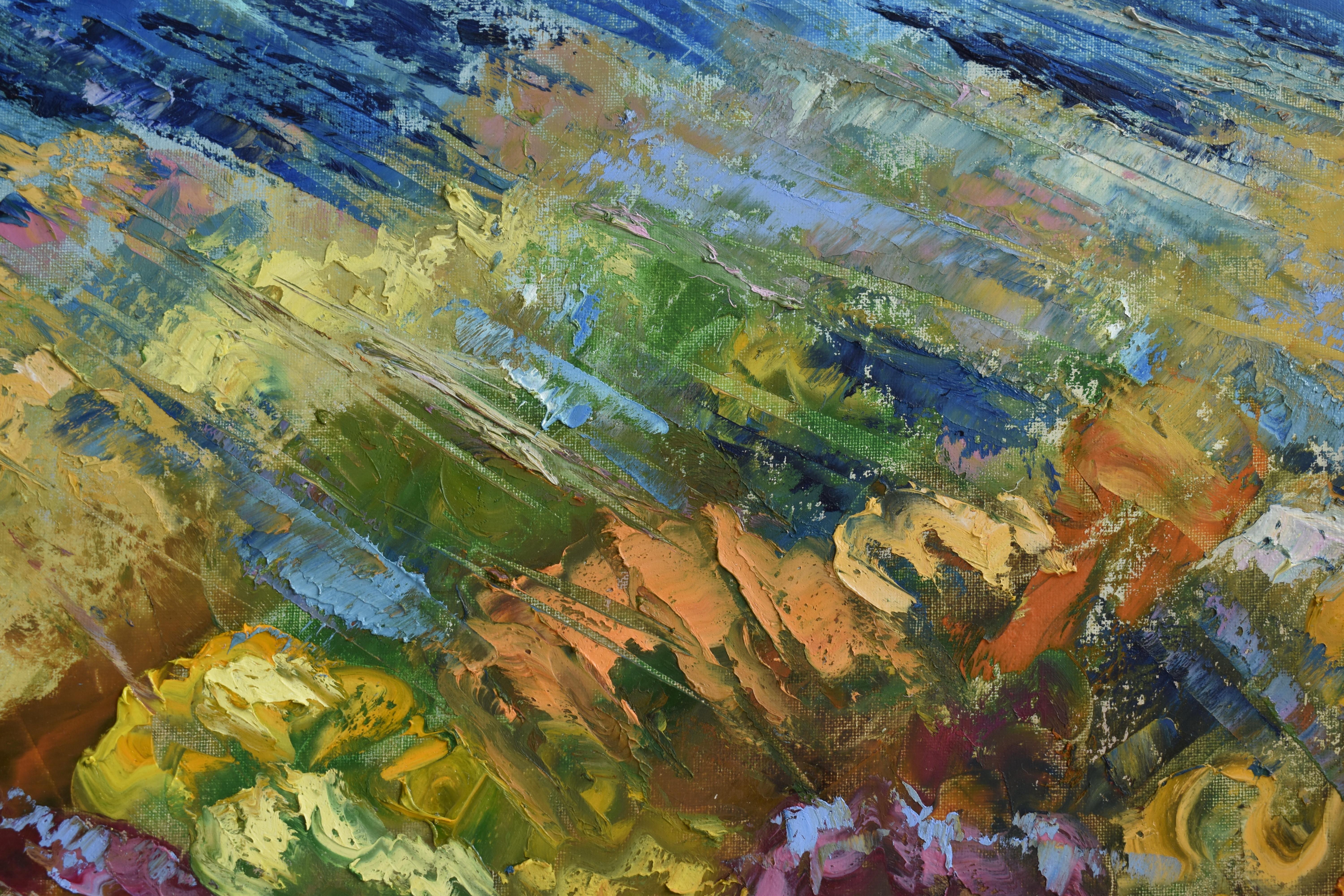 PINTURA SUBMARINA DE ARRECIFES DE CORAL TRÓPICO fue creada bajo el agua - Painting Expresionismo abstracto de Olga Nikitina