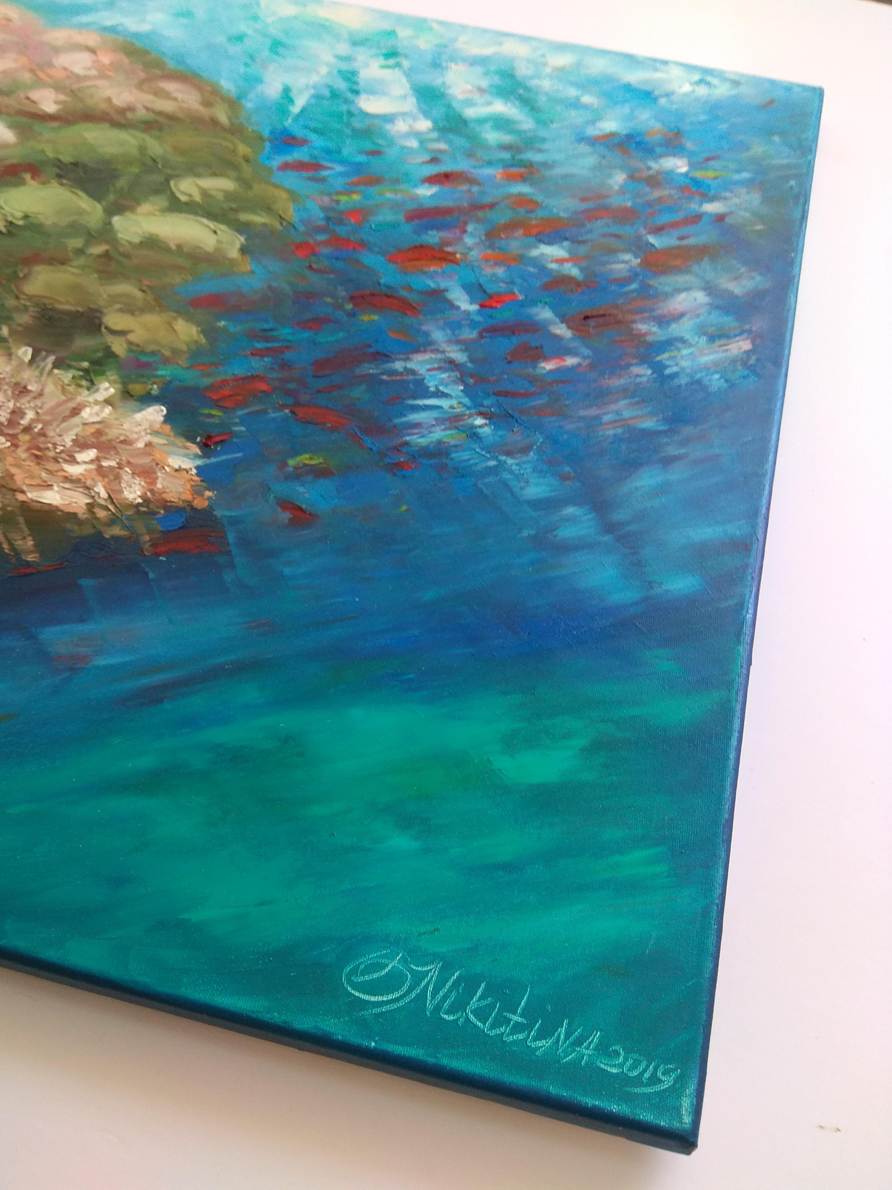Tropical Coral Reef Underwater painting was made underwater at the depth of 8 m - Painting by Olga Nikitina