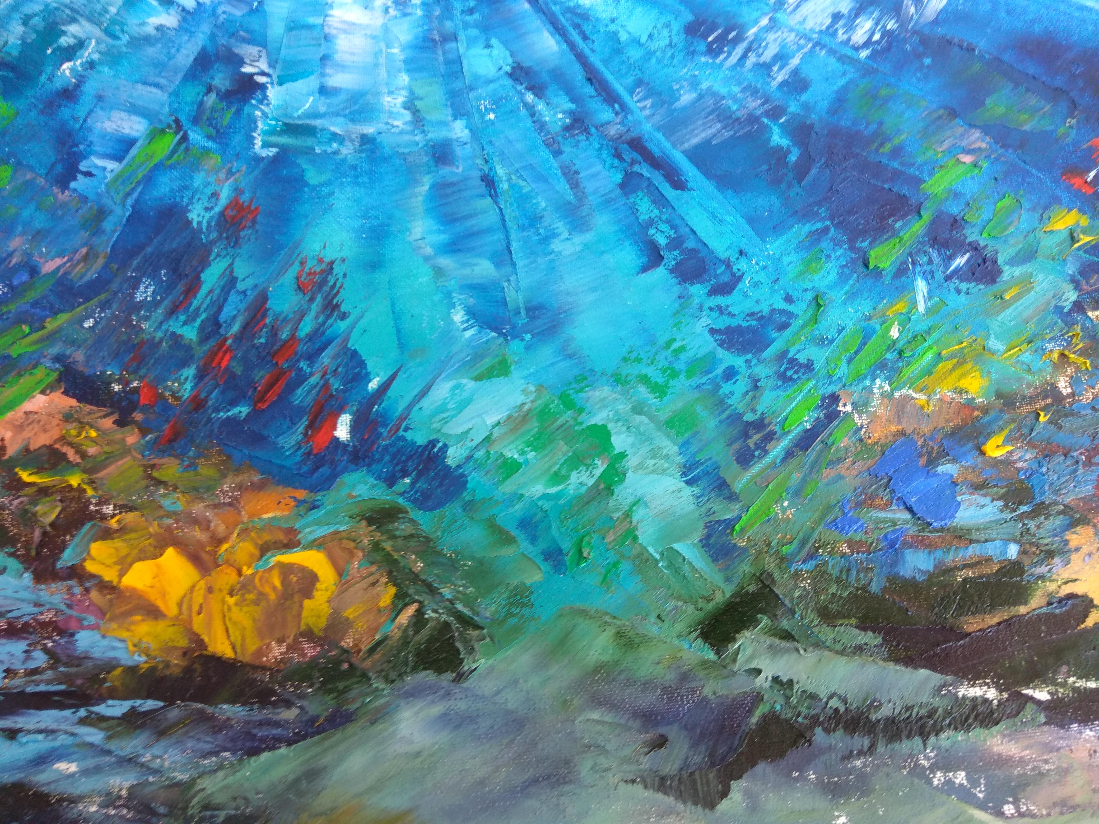 Unterwassermalerei - eine neue, schnell wachsende Richtung in der zeitgenössischen Kunst. 
Das Kunstwerk wurde beim Tauchen in einer Tiefe von 7,7 Metern unter Wasser aus der Natur geschaffen, die Sitzung dauerte 82 Minuten. 

Teilnehmerin der