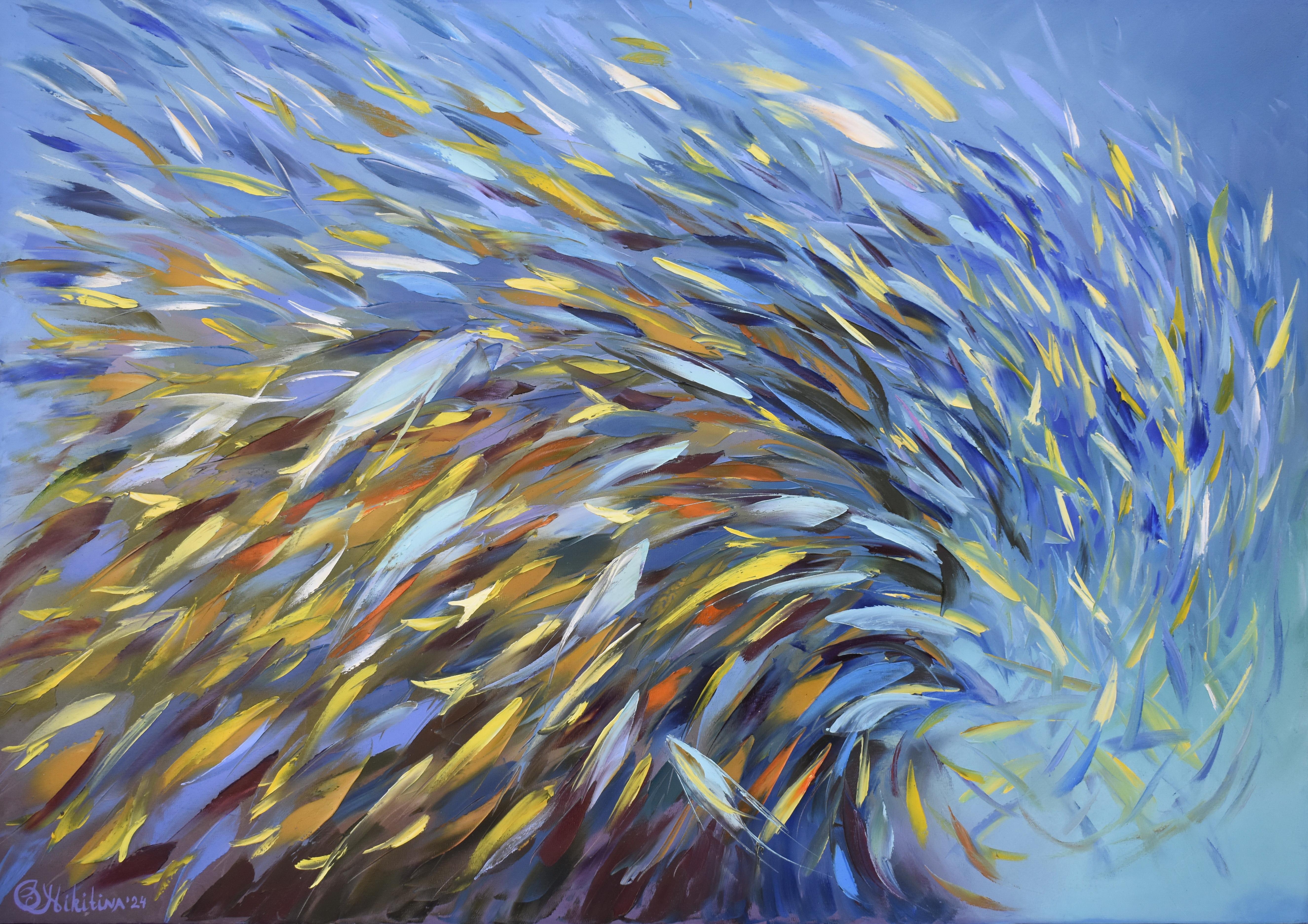Olga Nikitina Animal Painting - Tropical School of Fish