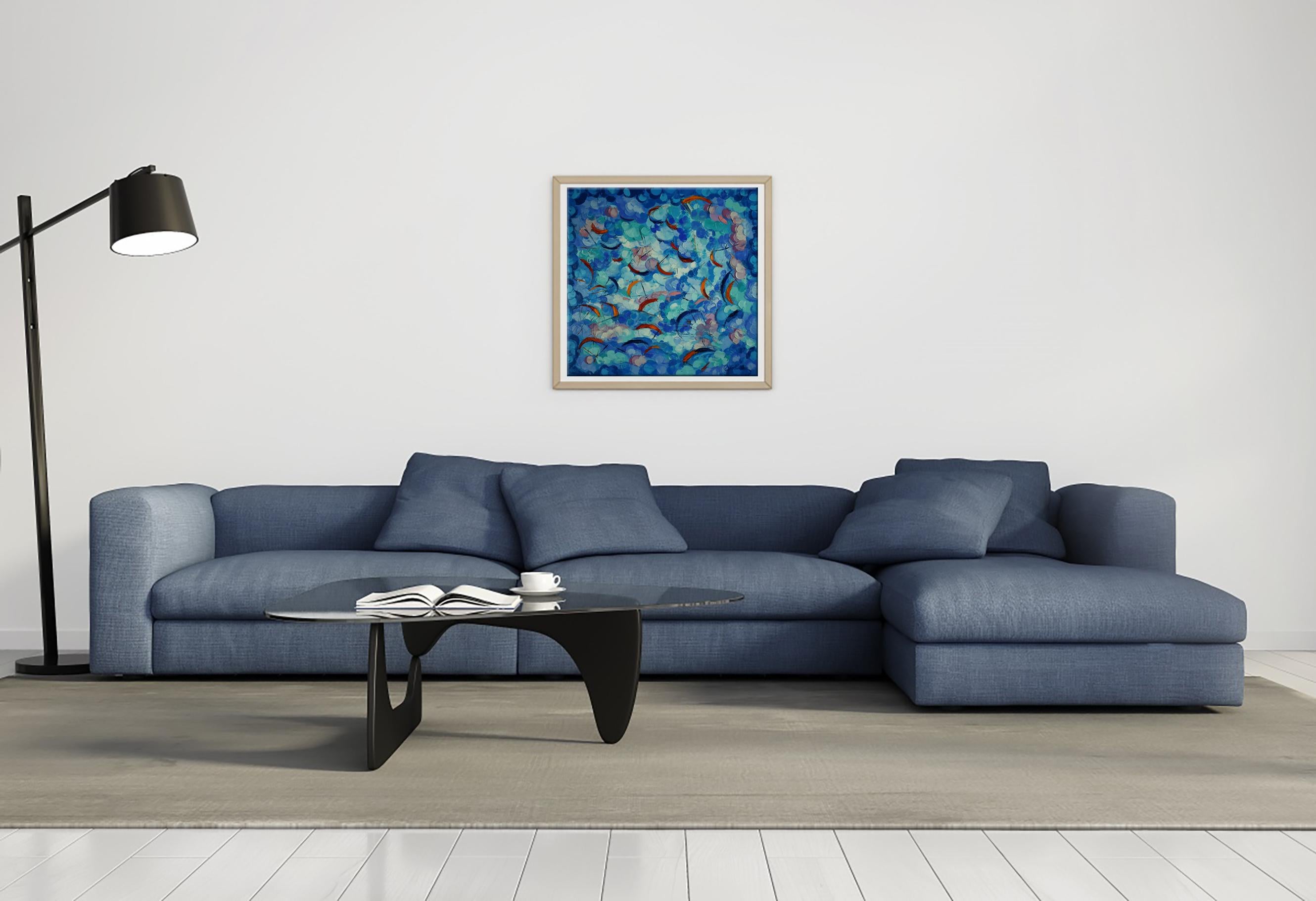 Pittura ad olio astratta con parapendio in vendita 5