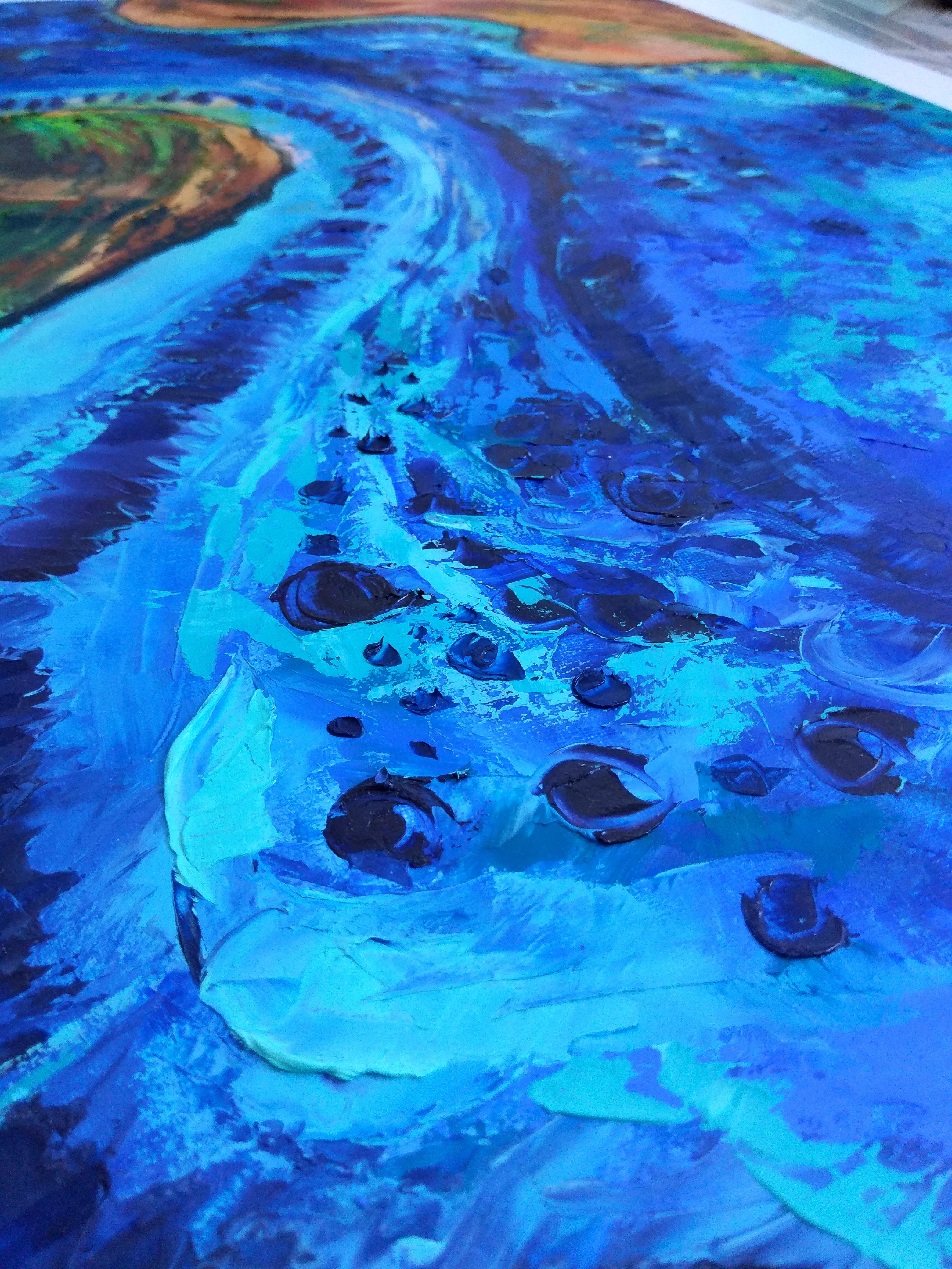 Underwater art Tridacna Sea Life - Abstract Impressionist Painting by Olga Nikitina