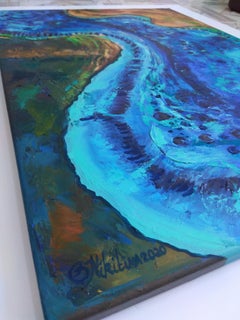 Underwater Creature Thridacna Oil Painting, Abstract Seascape, Signed