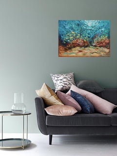 Underwater Firework Painting, Palette Knife Oil, 50x70 cm created underwater