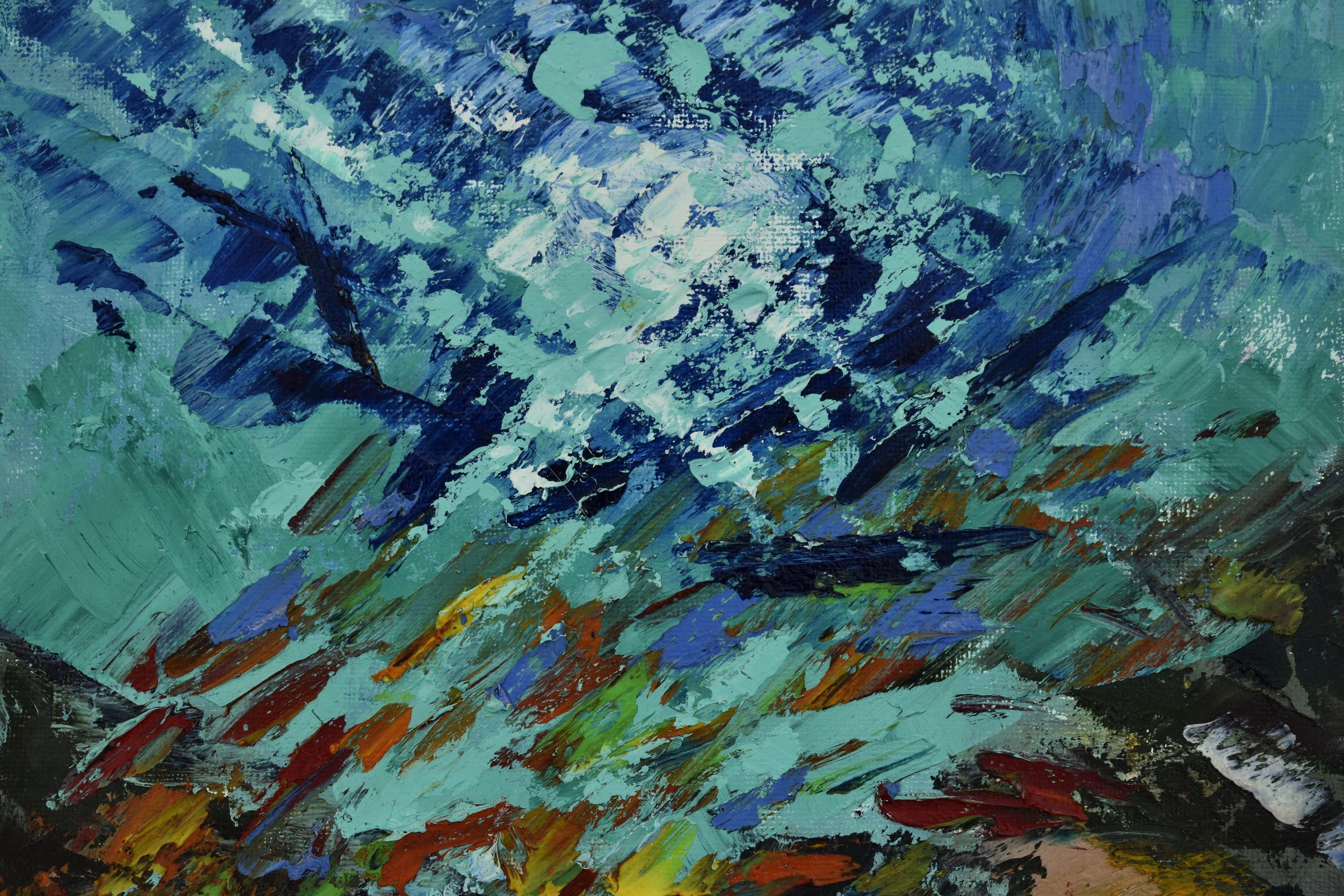 UNDERWATER PAINTING CORAL REEF a été réalisé sous l'eau - Impressionnisme abstrait Painting par Olga Nikitina