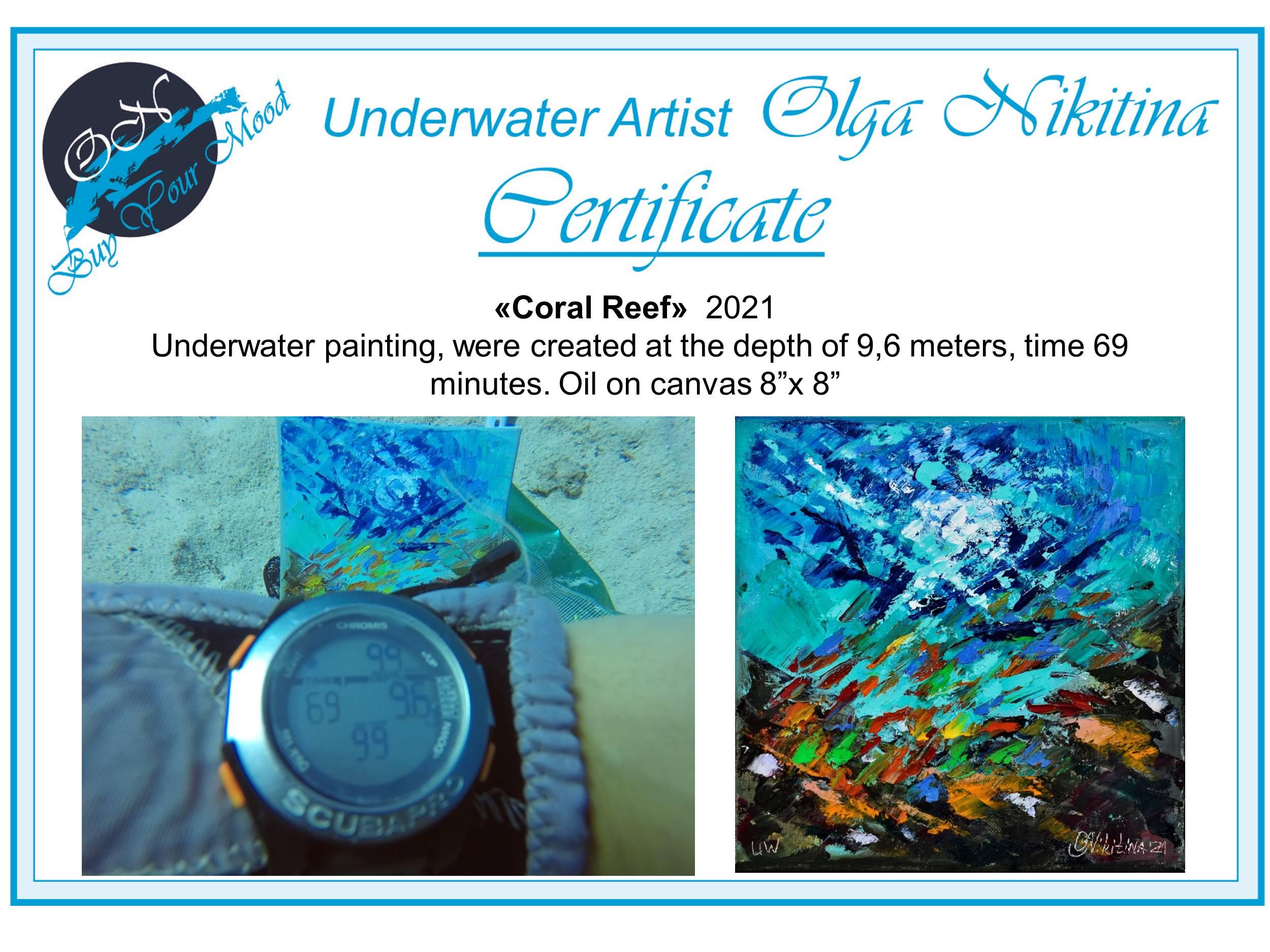 UNDERWATER PAINTING CORAL REEF was made underwater For Sale 2