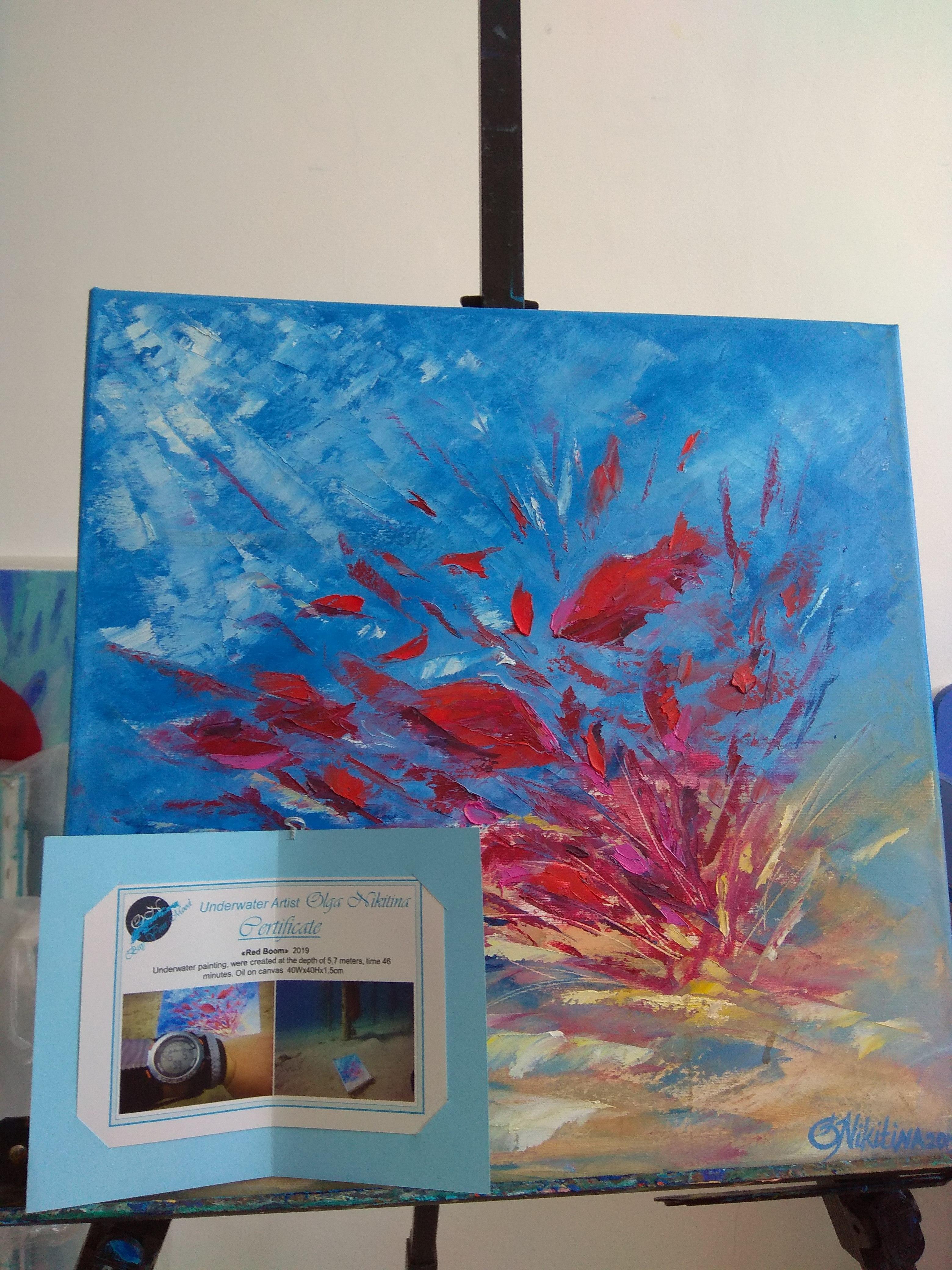 UNDERWATER PAINTING Red Expression was made underwater For Sale 1