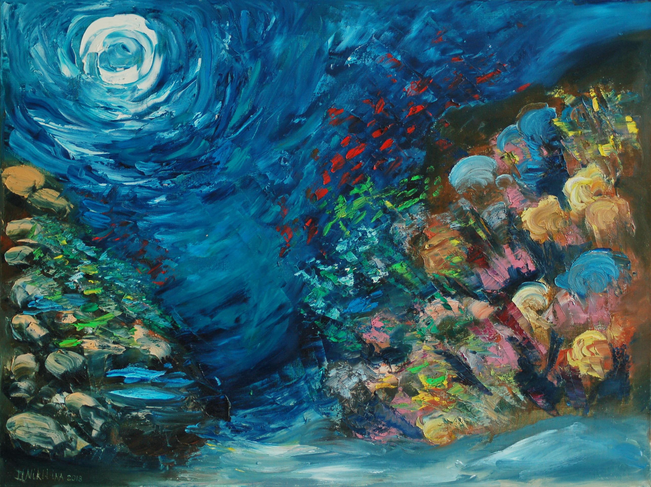 Olga Nikitina OCEAN MOTION UNDERWATER PAINTING For Sale at 1stDibs