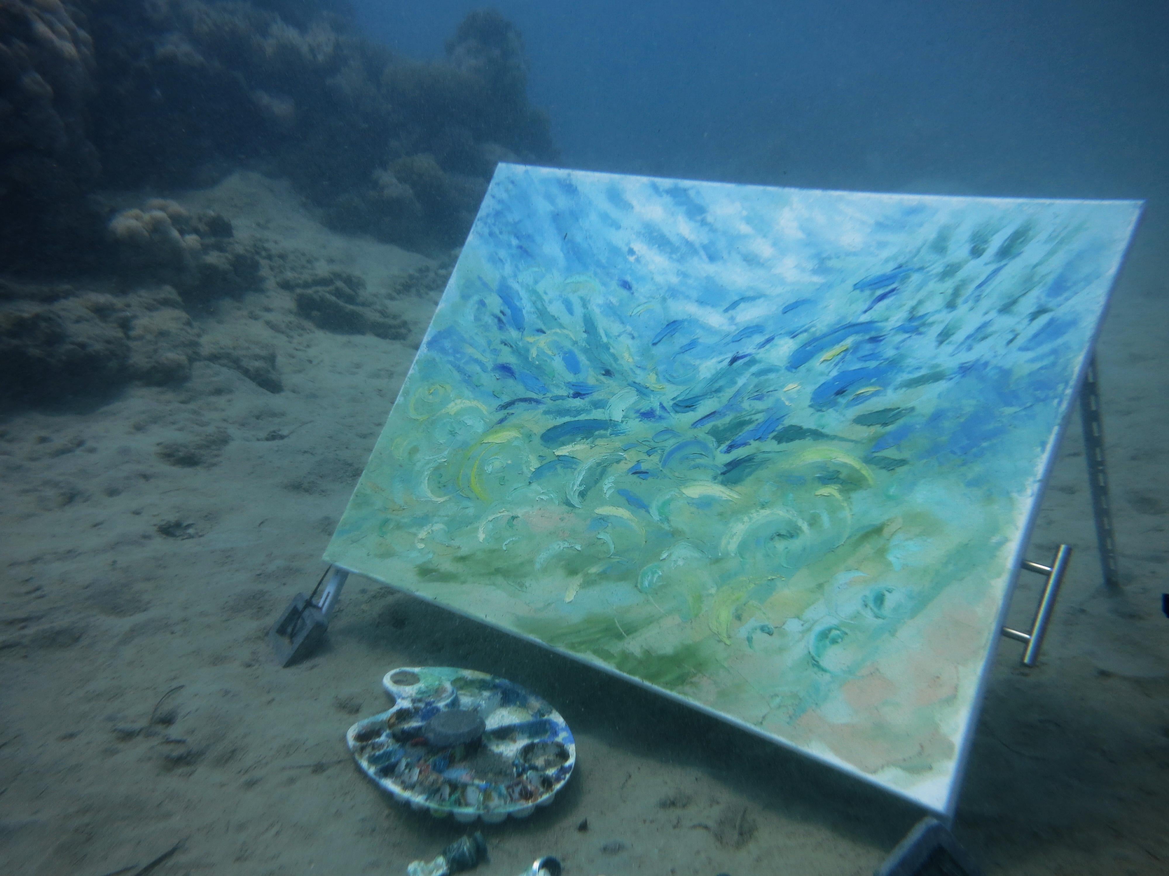 UNTERWASSERMALEREI  AUS DEM NEBEL  wurde unter Wasser in einer Tiefe von 8,4 m erstellt. im Angebot 1