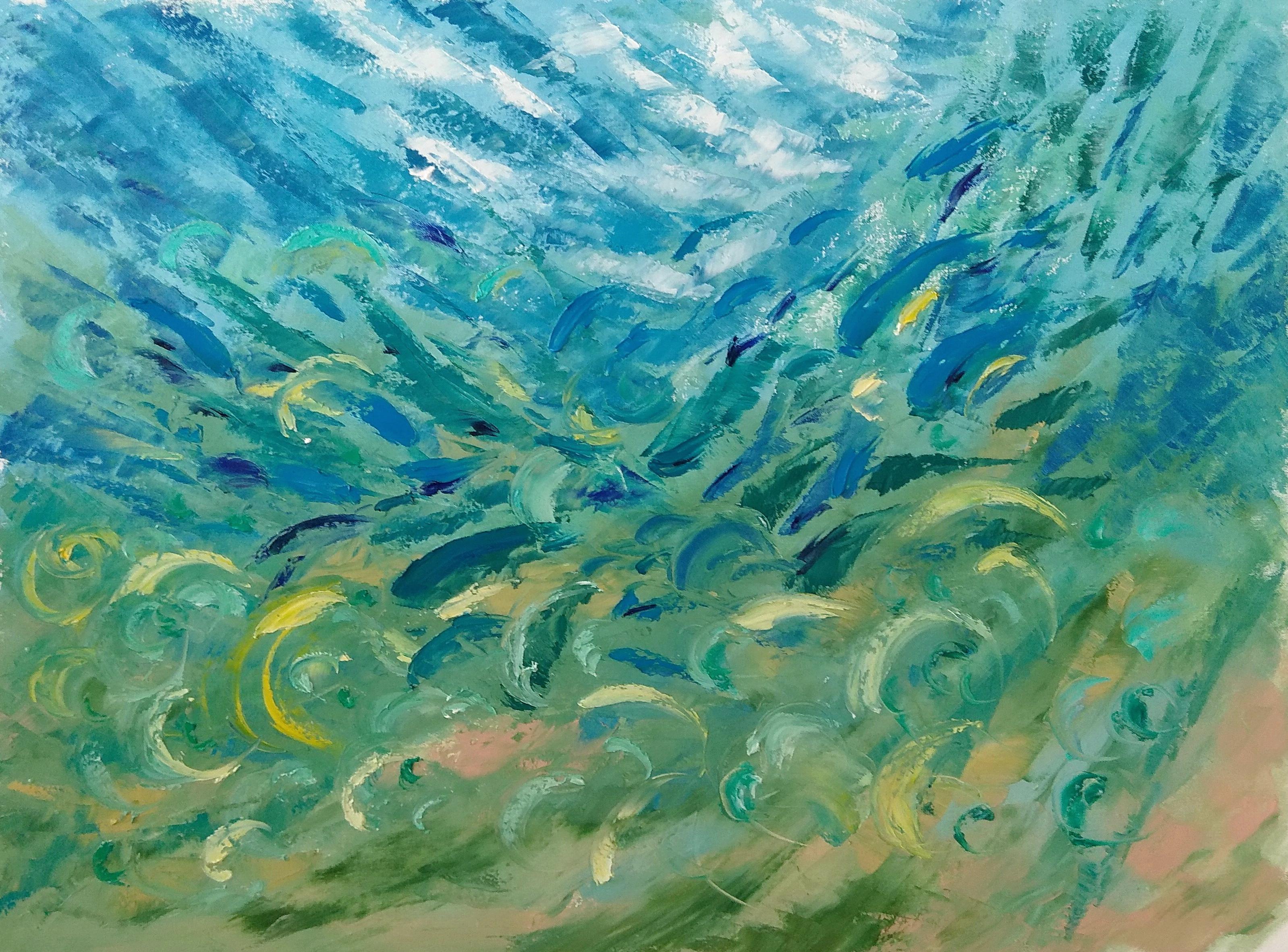 UNDERWATER PAINTING  OUT OF THE FOG  was created underwater at the depth of 8.4m