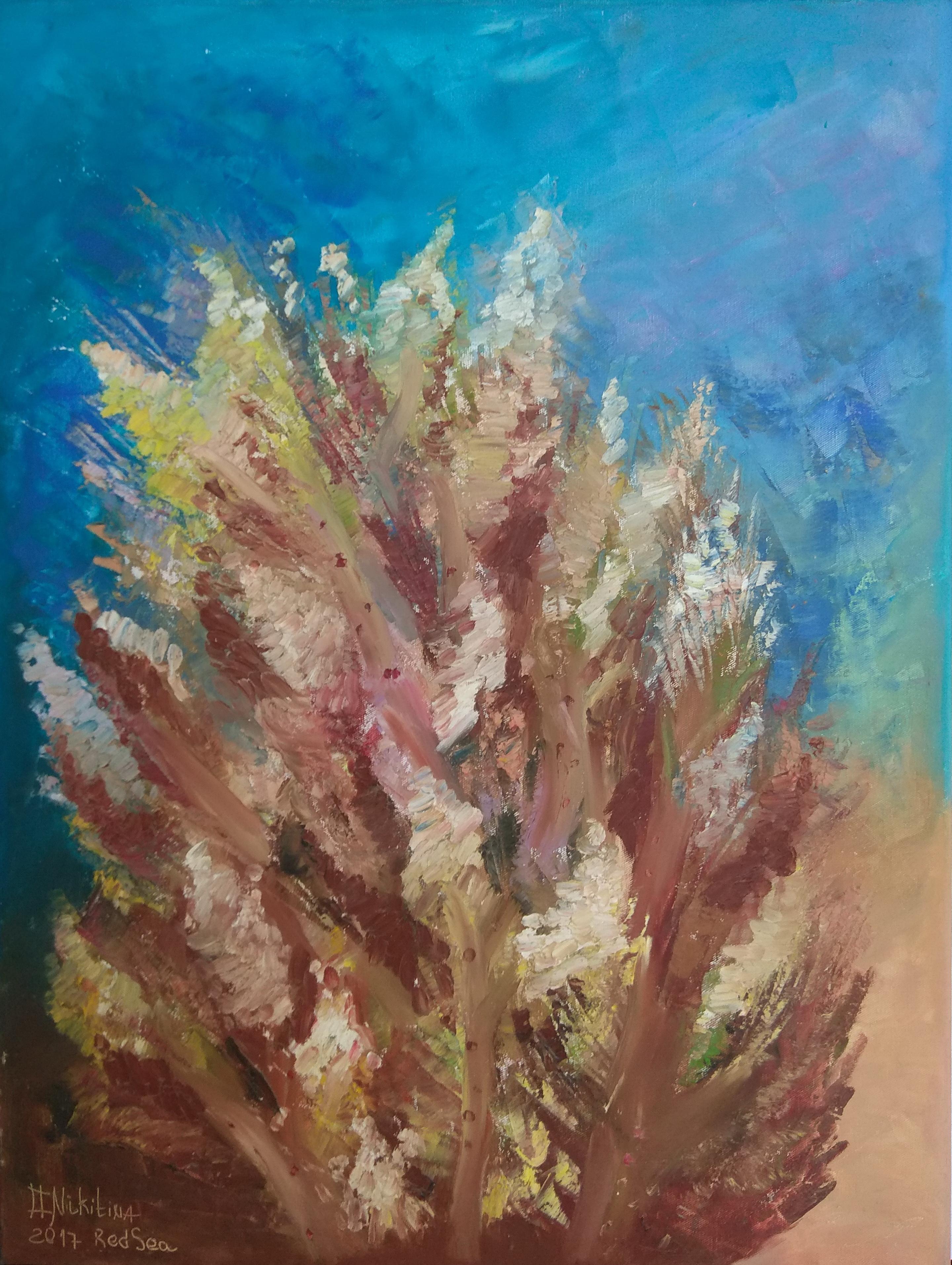 Still-Life Painting Olga Nikitina - UNDERWATER PAINting Soft Coral a été créé sous l'eau