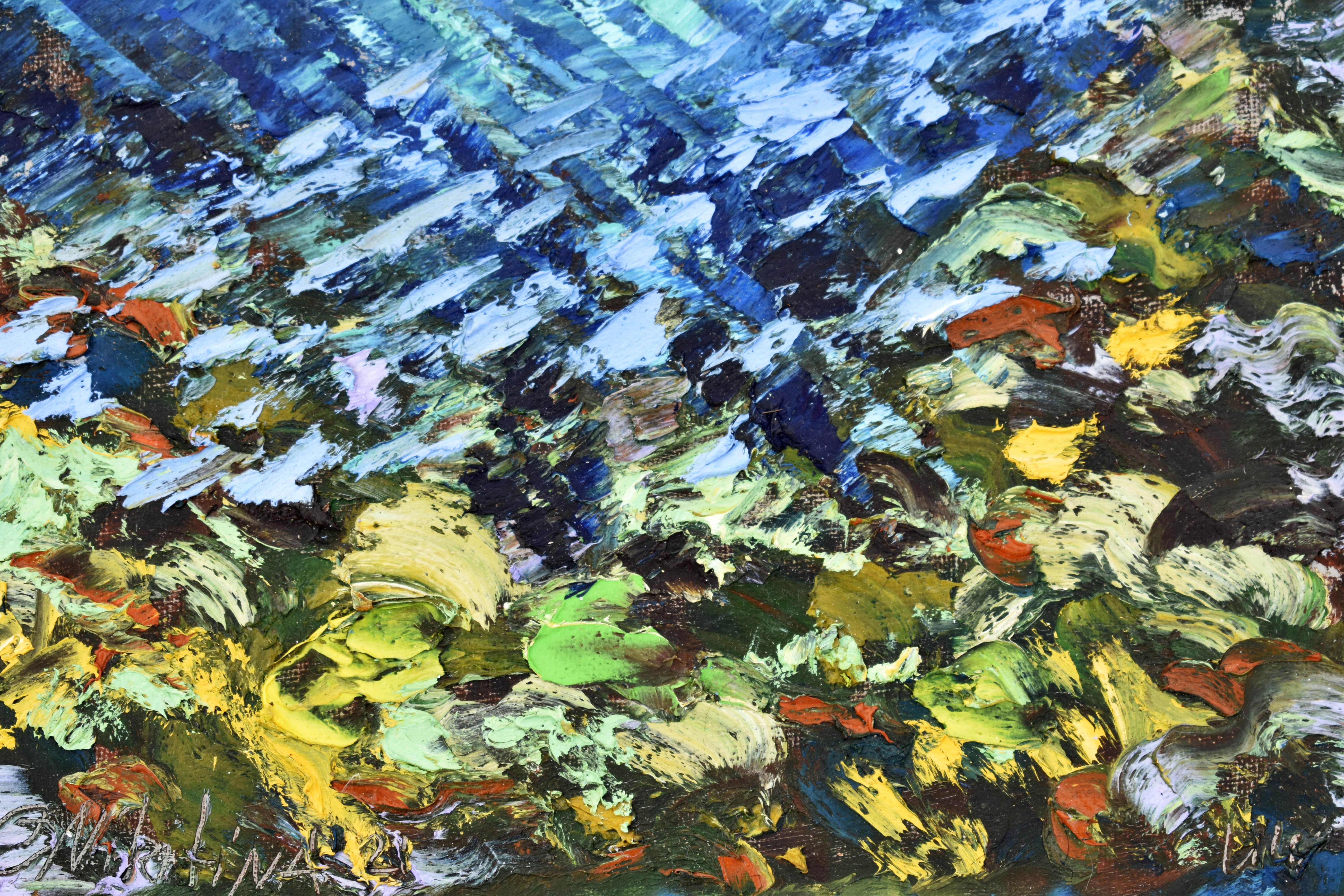 UNDERWATER PAINTING Le récif corail jaune a été fabriqué sous l'eau - Impressionnisme abstrait Painting par Olga Nikitina