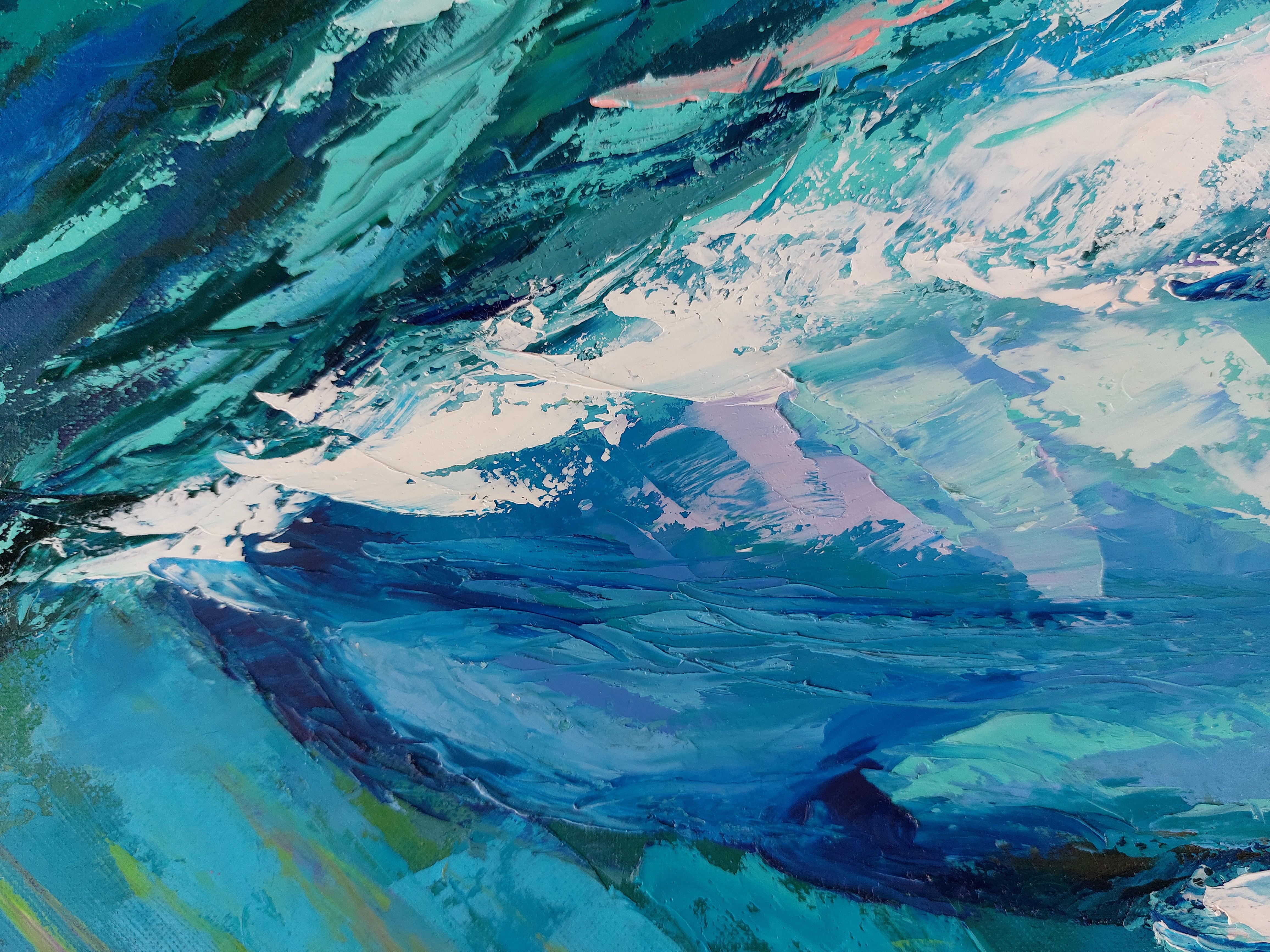 Pintura Ballena Océano Bajo el Agua Pintura al Óleo Original en venta 1