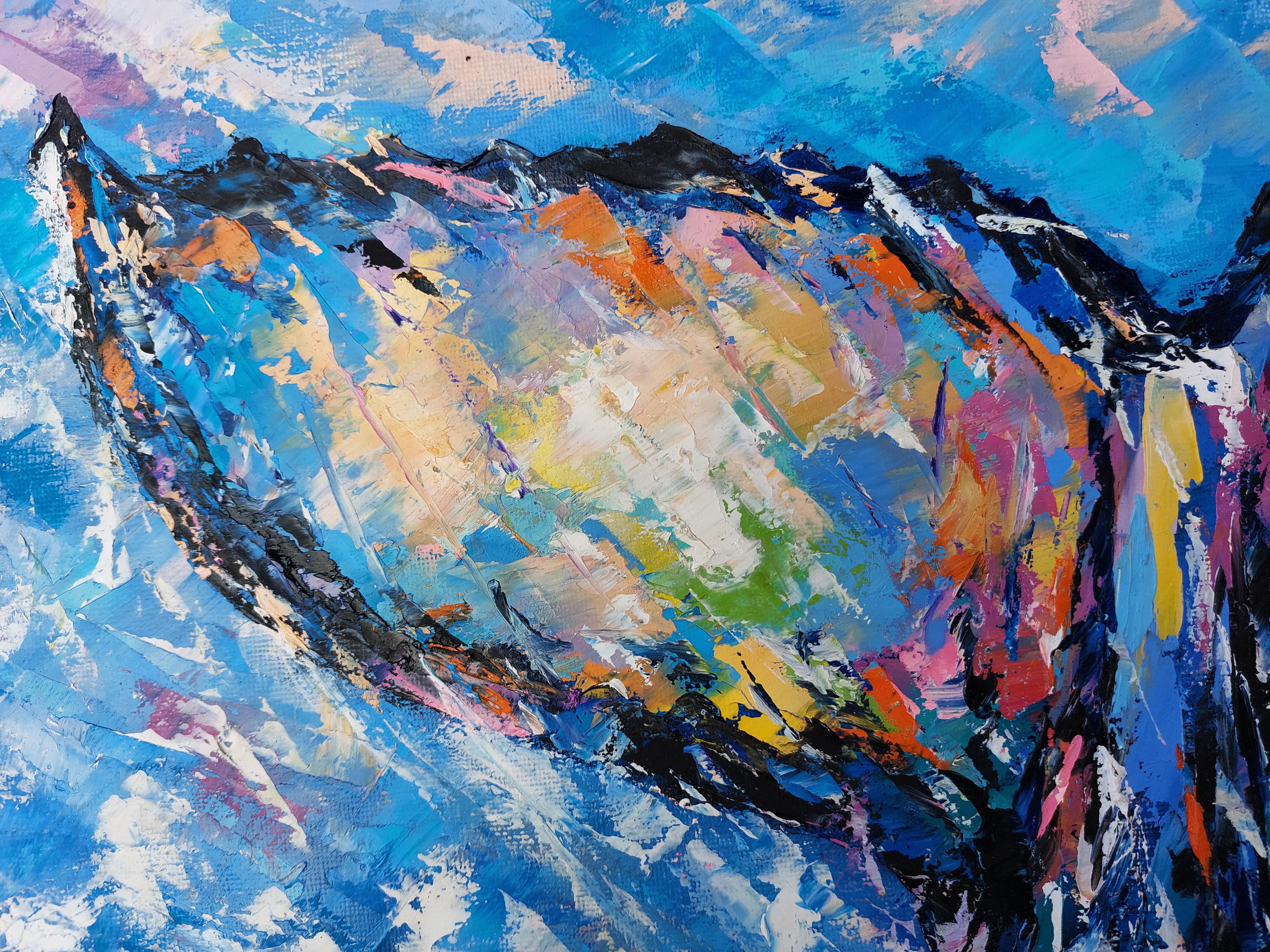 Whale Tail Oil Painting Impasto Original Art Ocean Impressianist For Sale 2