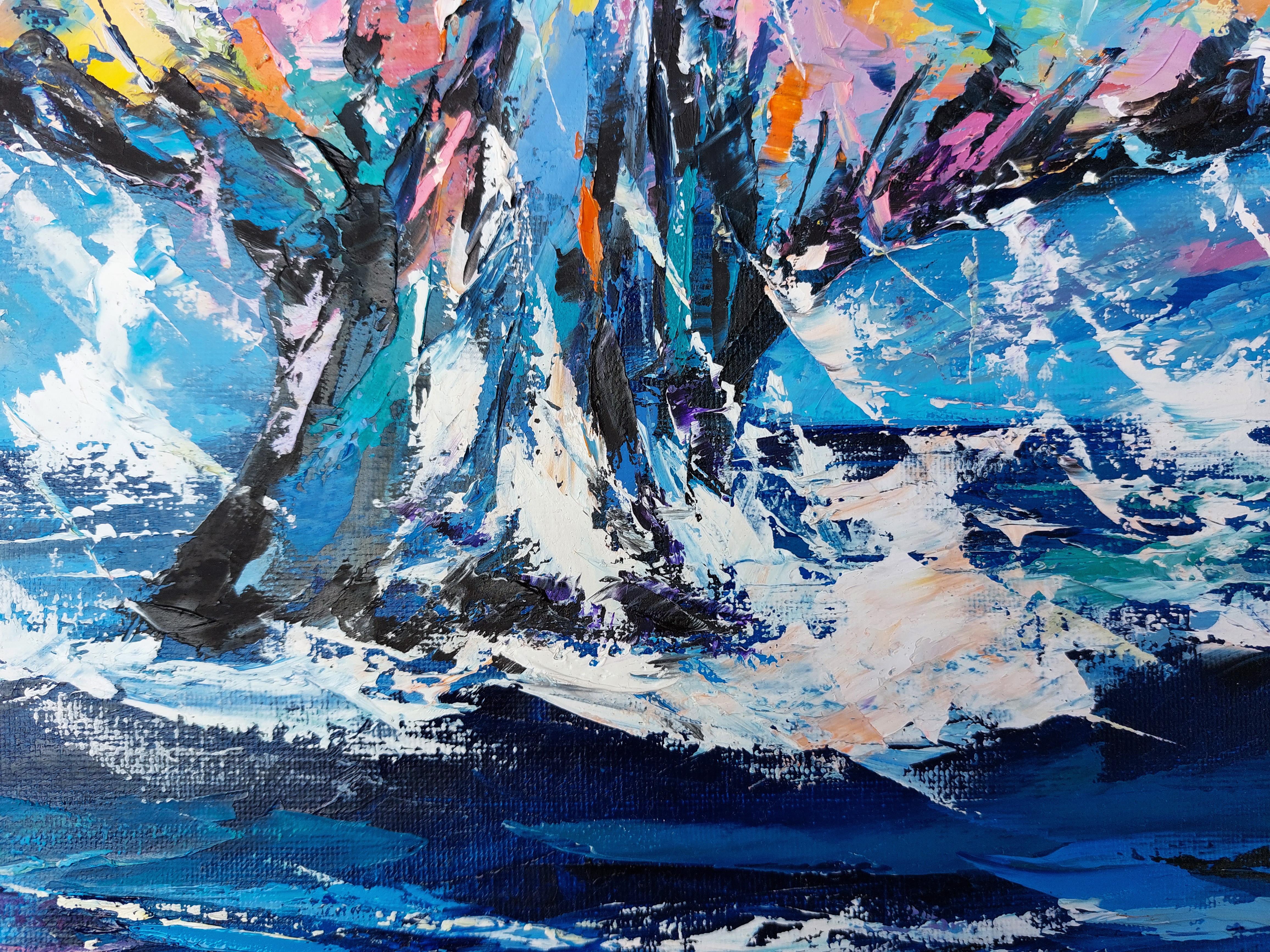 Whale Tail Oil Painting Impasto Original Art Ocean Impressianist For Sale 3