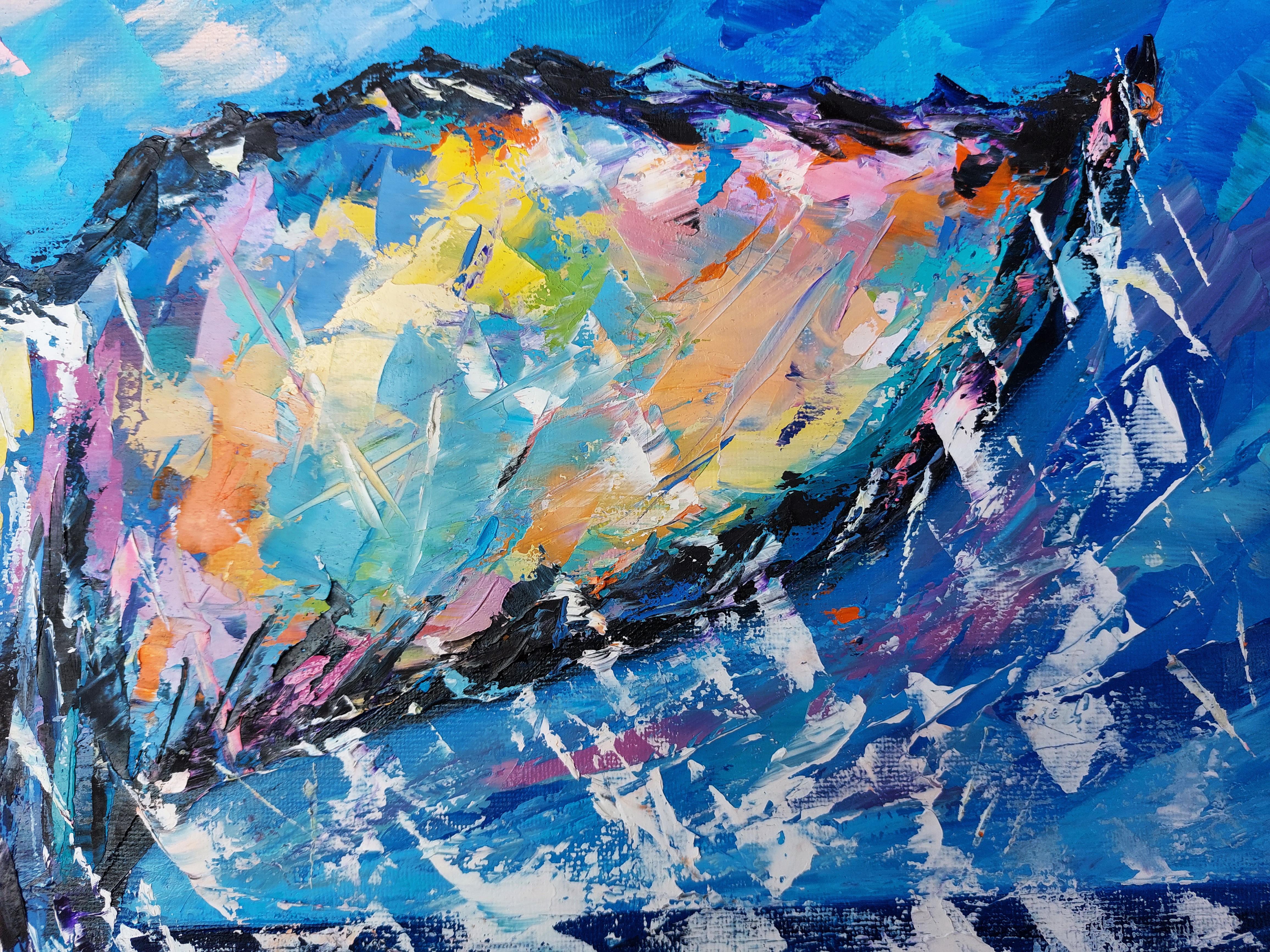 Whale Tail Oil Painting Impasto Original Art Ocean Impressianist For Sale 5