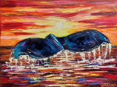 Whale Tail in Sunset