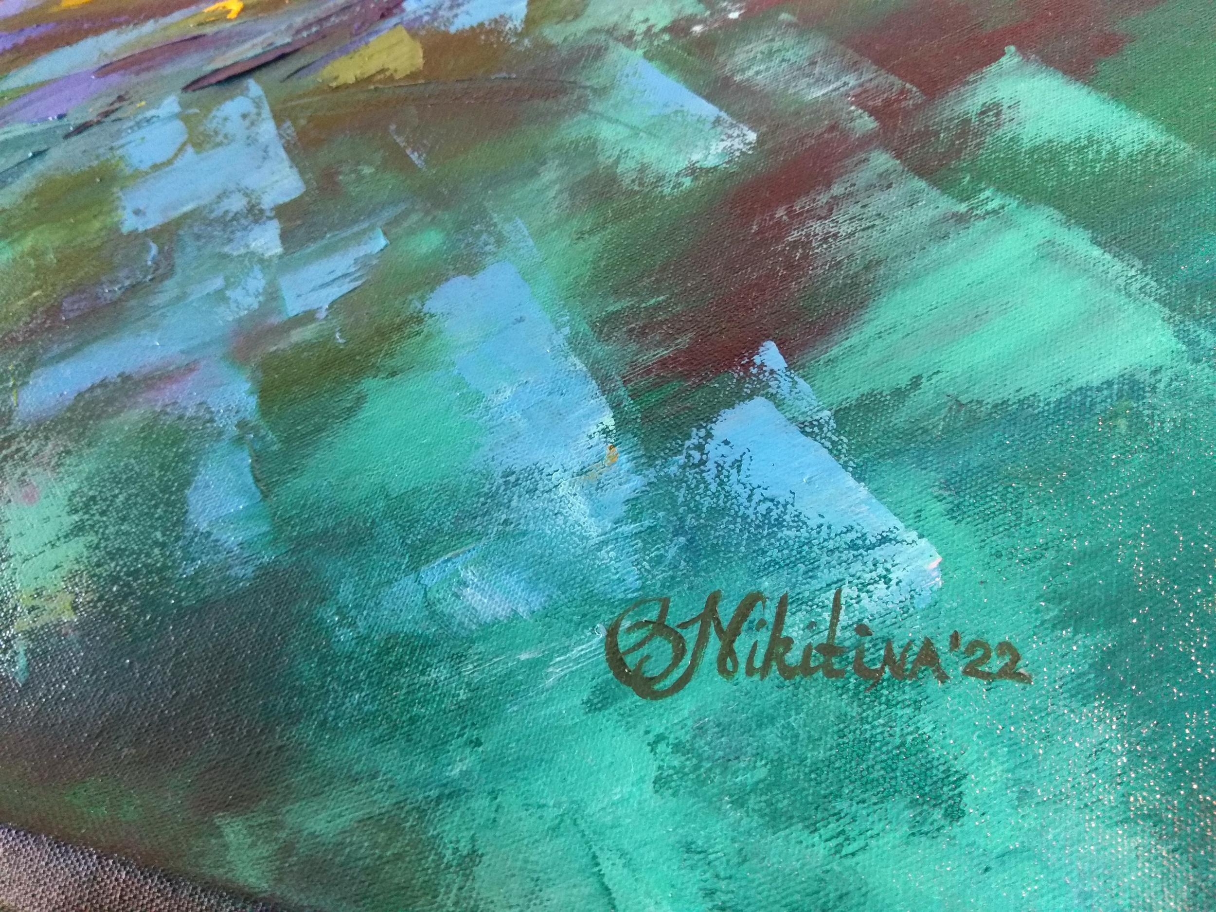 Pintura abstracta de peces Paisaje marino Arte oceánico 1