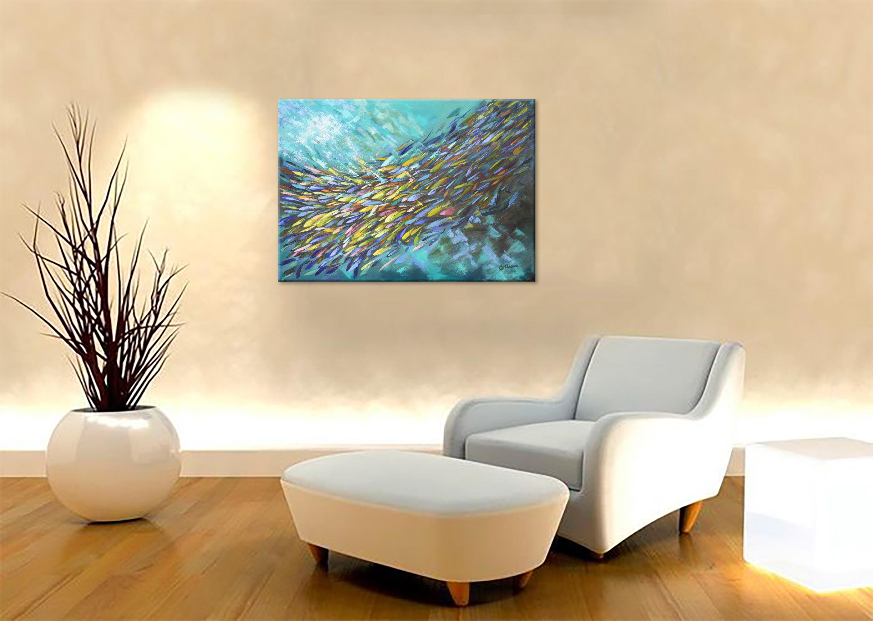 Abstract Fish Painting Seascape Ocean Art 1