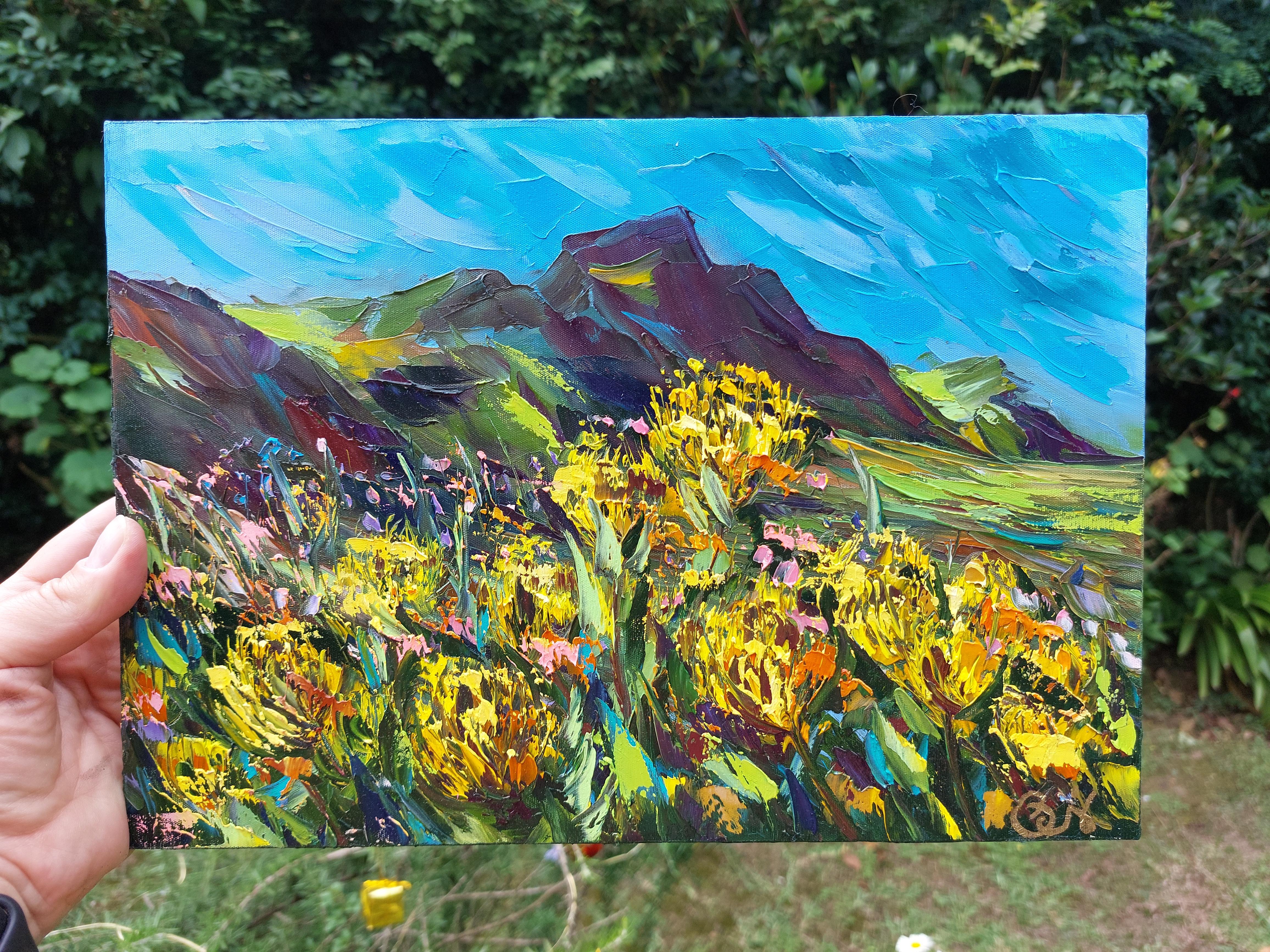 Pintura Protea Amarilla Paisaje Sudafricano Arte Original Flores 1