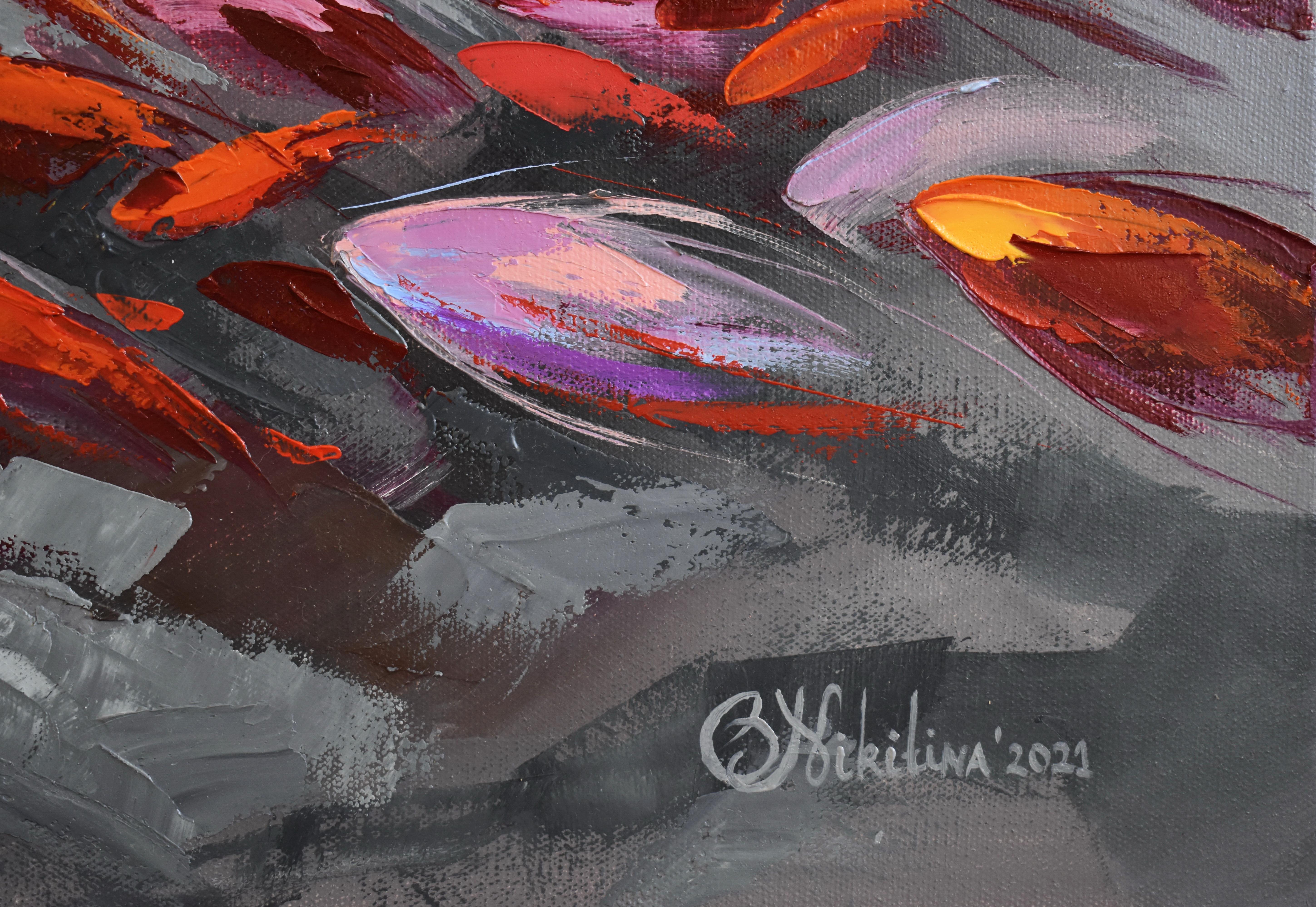 Es ist ein GICLEE PRINT mit meinem Original-Ölgemälde Red Fish Stream auf grauem Hintergrund.
Handsigniert Olga Nikitina
Ich verpasse allen meinen Leinwanddrucken einen handwerklichen Touch - ich mache ein paar Striche mit Spachtel und Öl- oder