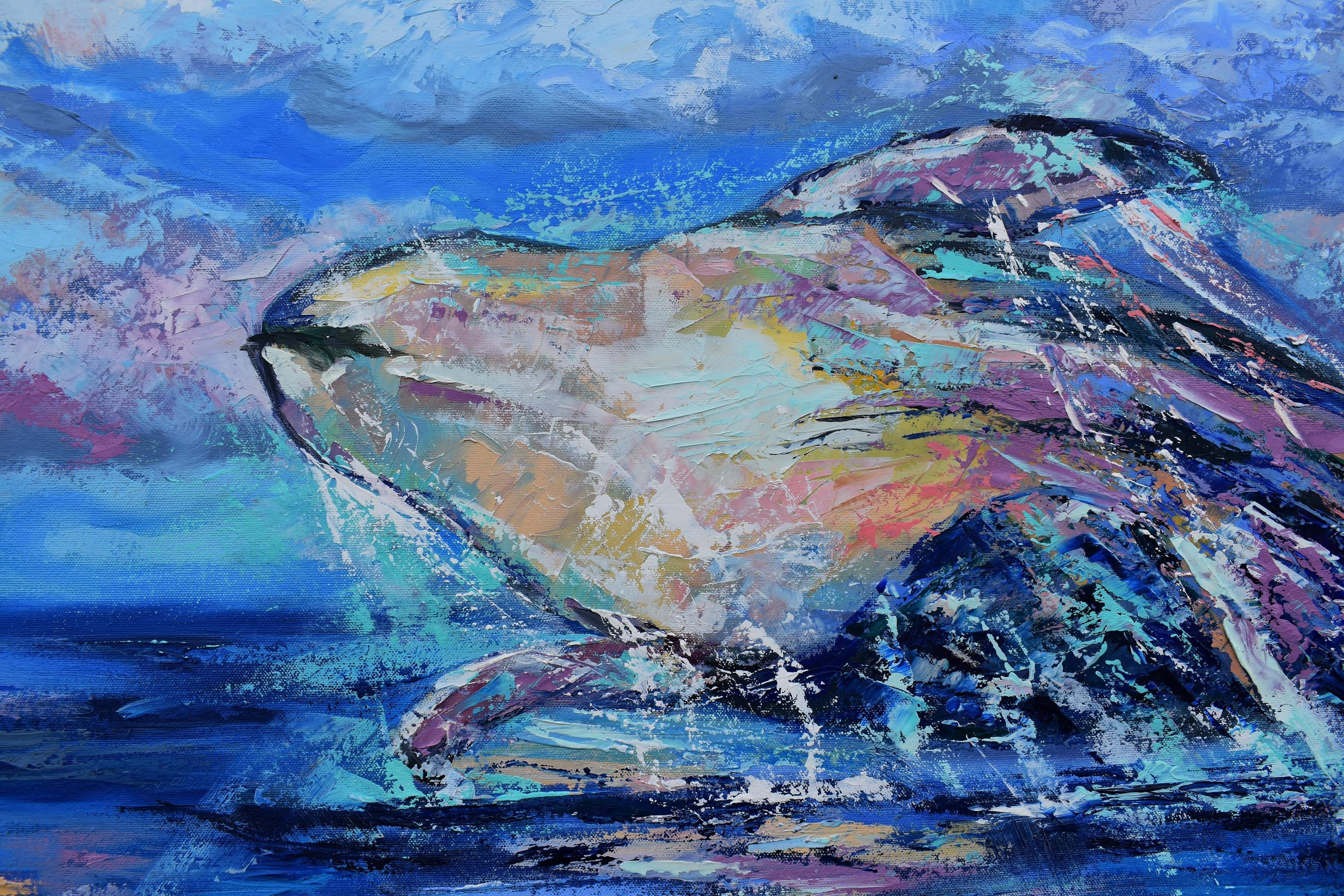 Peinture de baleine - Art océanique - Print de Olga Nikitina