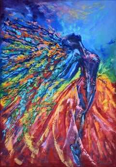Mujer Universo Impresión Giclée de Pintura al Óleo Original