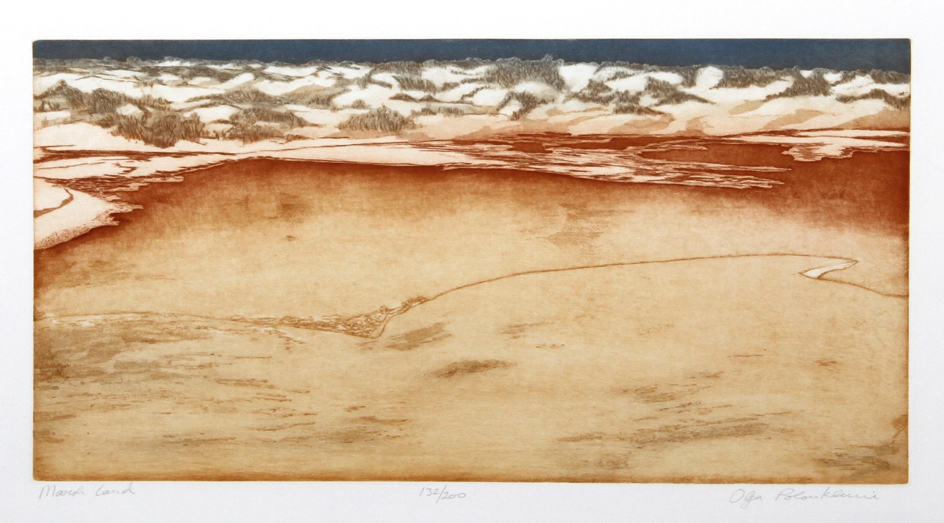 Marsh Land, Impressionist Aquatint Etching by Olga Poloukhine