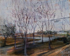 Clear Lake, Vue de l'étagère de la baie, Johnson Space Center. NASA, peinture à l'huile
