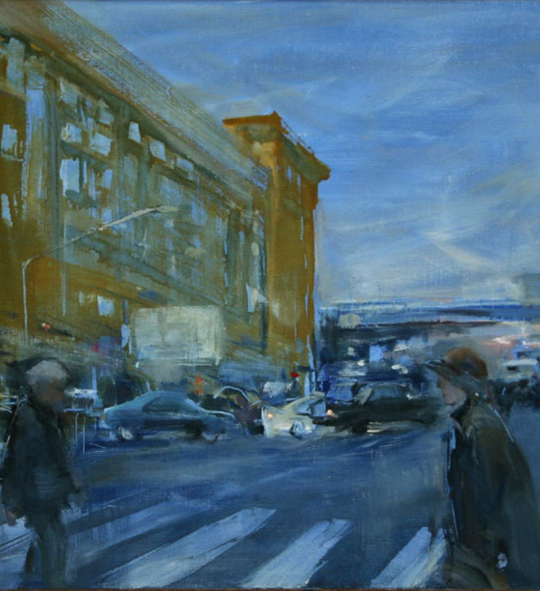 Crosswalk, Peinture à l'huile, paysage, paysage urbain, Prospekt Mira, Peace Alley, Urban 1