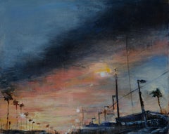 Daybreak, Landscape, Sunrise, Dramatic Sky, South Texas Roads, Oil Painting,