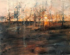 Homebound 16 x 20 pintura al óleo , envuelto en galería  Serie Paisaje en la carretera