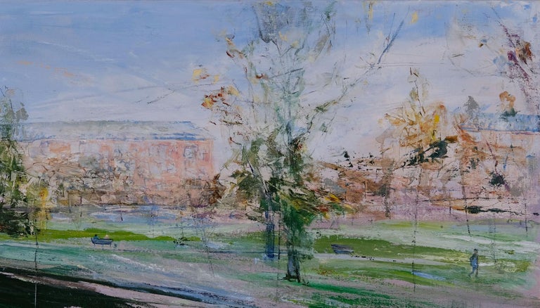 Visual Reference: Olga Porter Park In The Neighborhood City Scene Oil Painting