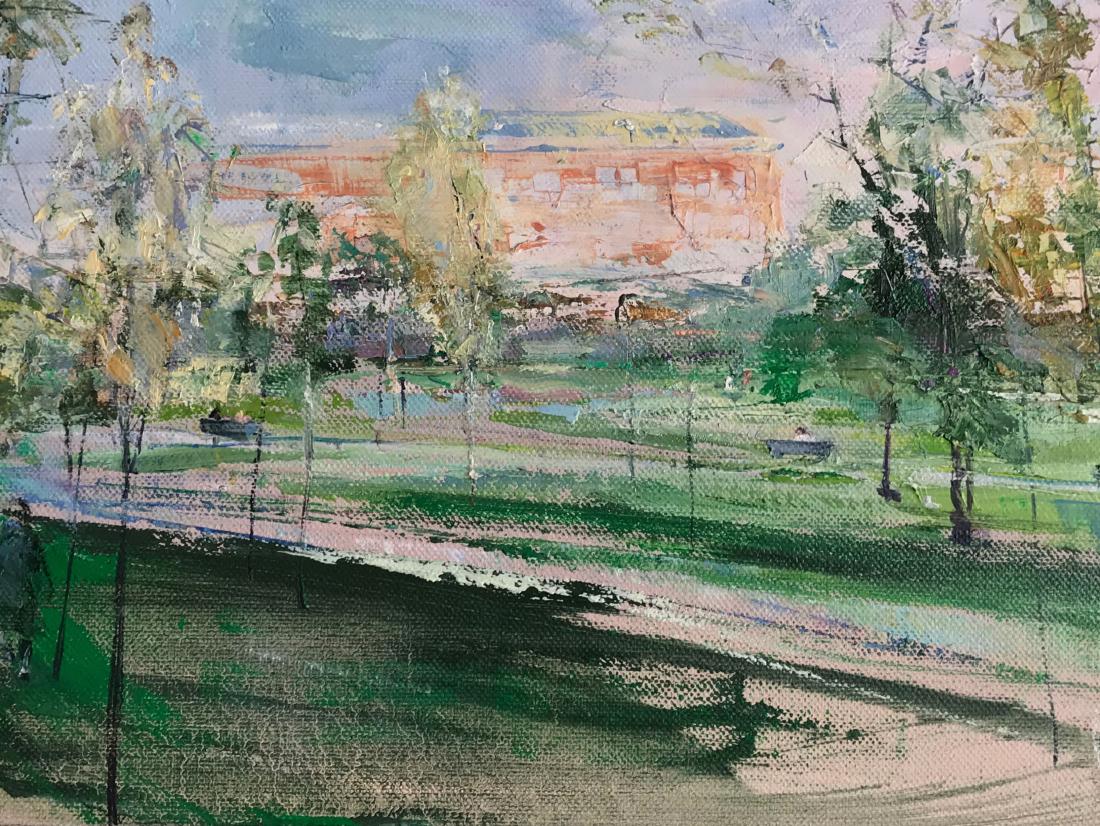 Park on the Turnaround , City Scene, Oil , Urban, Early Fall , Park in the City 1