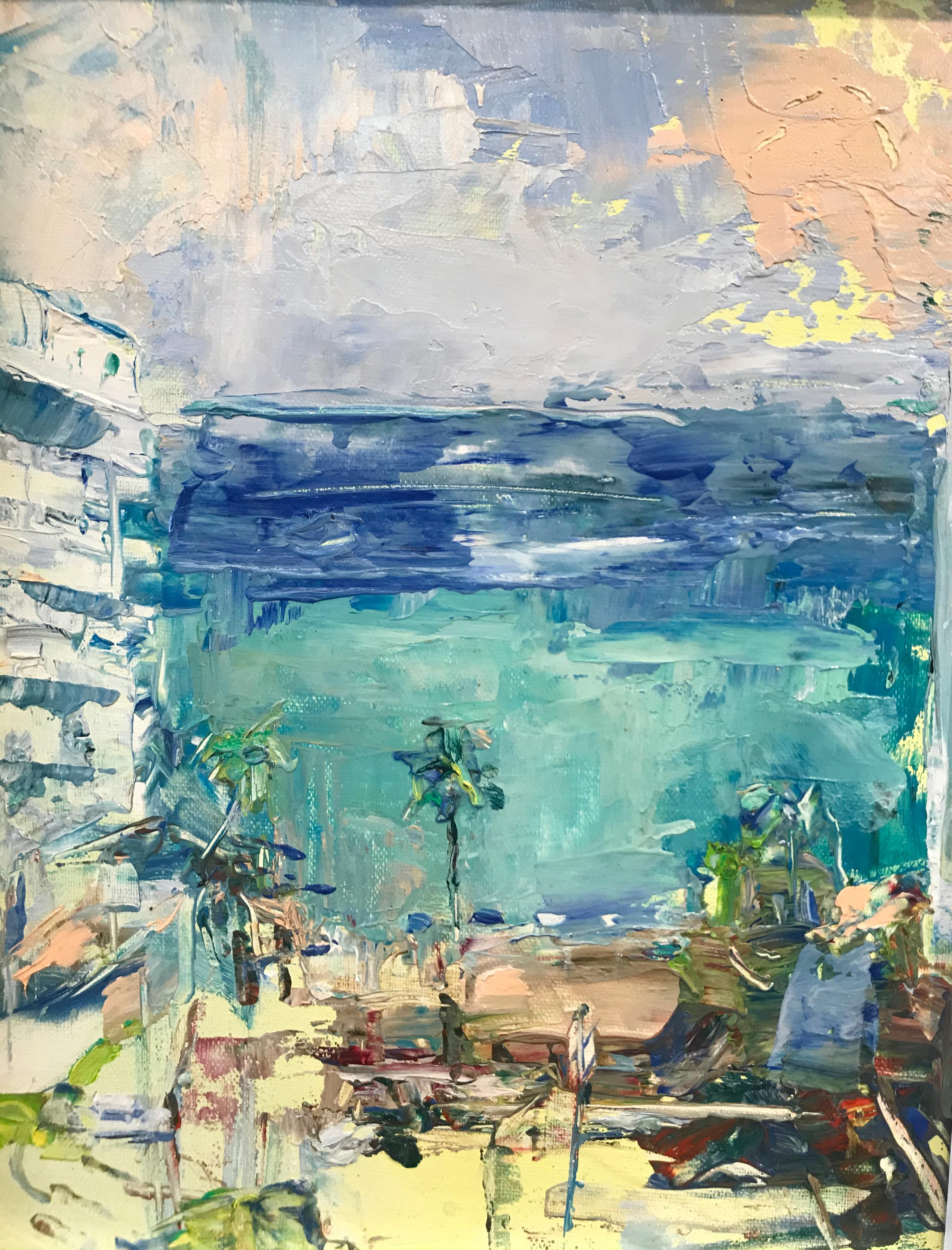 Olga Porter Landscape Painting - View from San Juan Balcony , Outdoors, Tropical, Beach