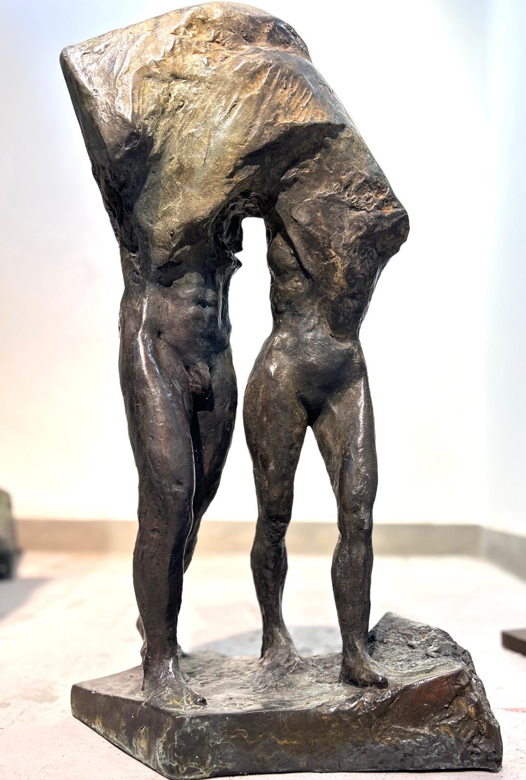 Olga Prokop-Misniakiewicz Figurative Sculpture - Expulsion from Paradise. Figurative bronze sculpture Polish art, Limited edition