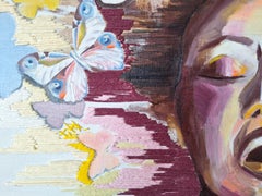 Liberation. Painting with Wool Embroidery, Figurative, 70x80 cm