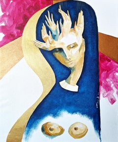 "Prayer" Contemporary Painting, 60x50 cm, Meditative Allegory Art