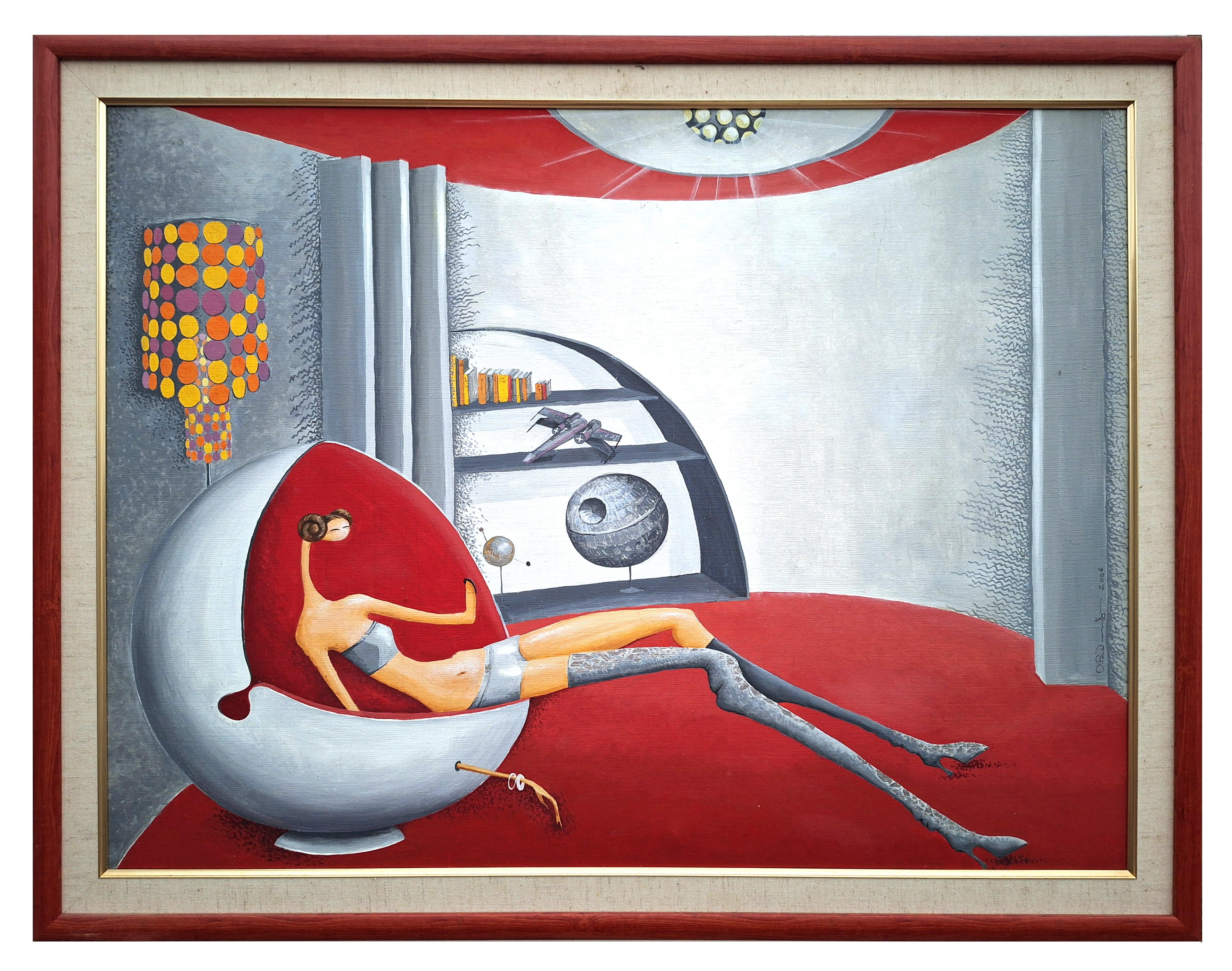 Star Wars Fan Painting, Framed Figurative Art, 60x80 cm, New