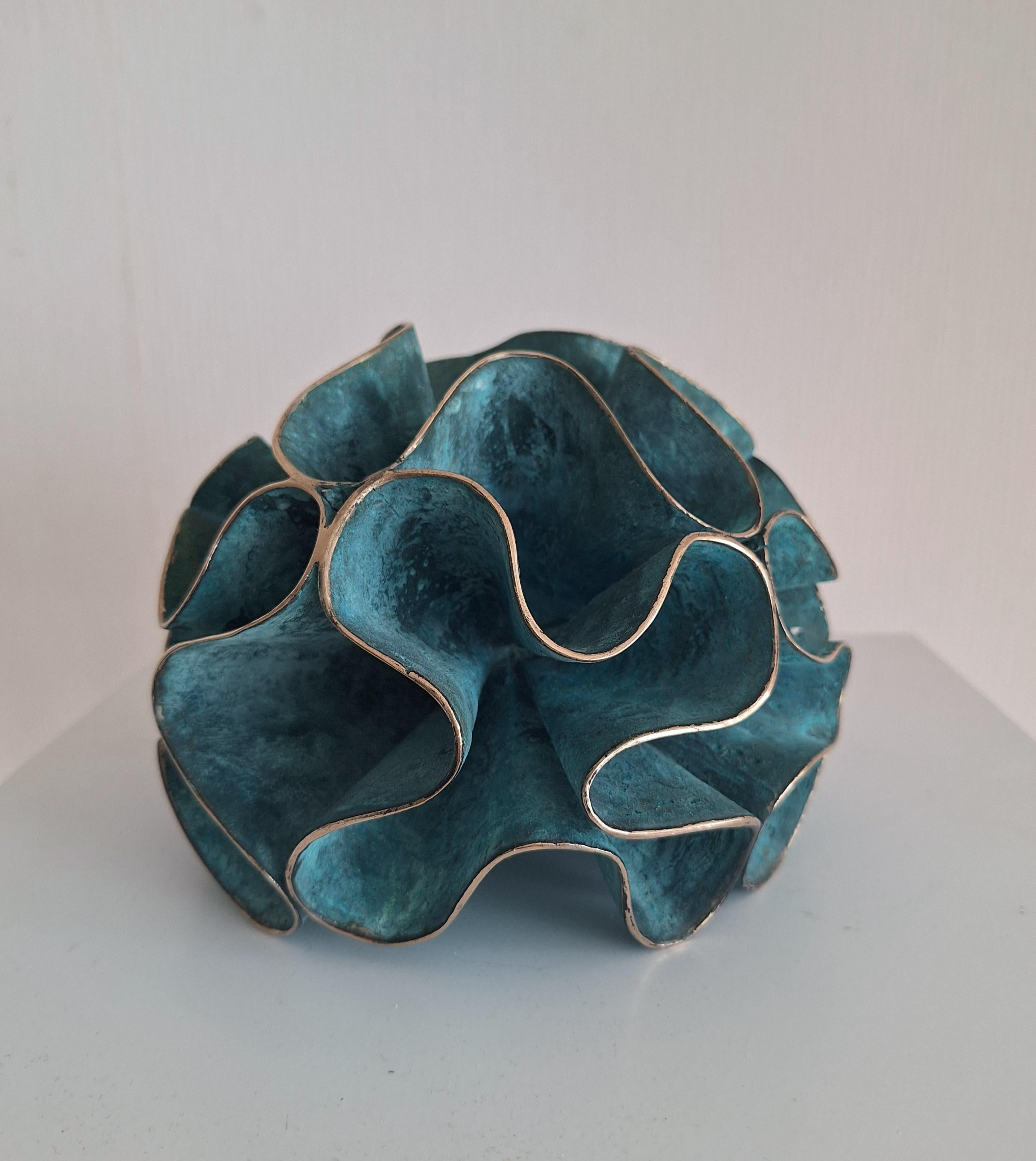 Coral Mood (medium) - Gold Abstract Sculpture by Olga Radionova
