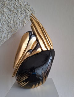 L'âme cosmique. Sculpture abstraite unique en son genre. Epoxy et textile. 2025