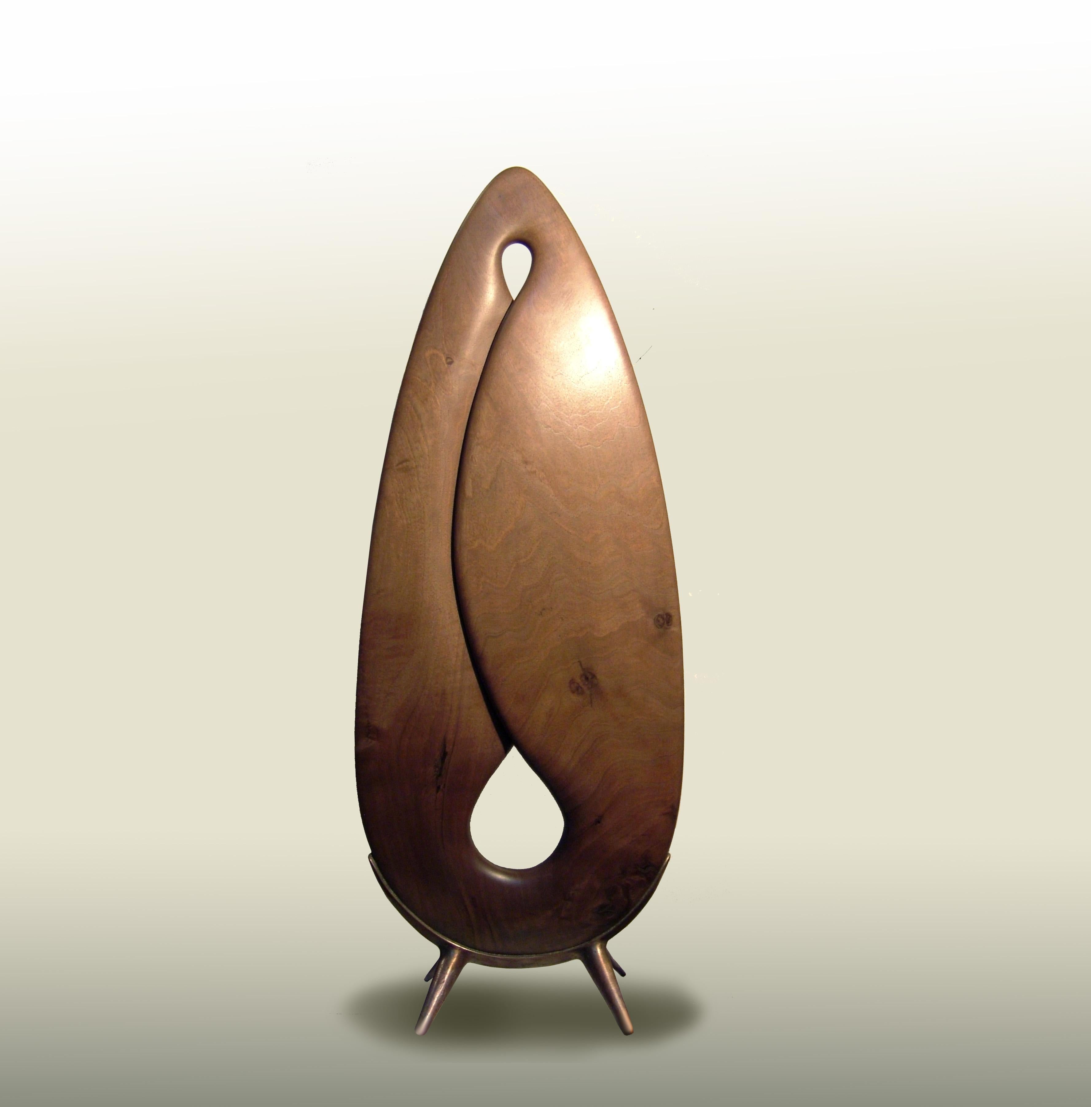 Sculpture LEAF is made of wallnut tree and combined with bronze.  An abstract form with organic aesthetic. Interior sculpture, that may looks your place fancy and original. 
One of a kind  art piece.